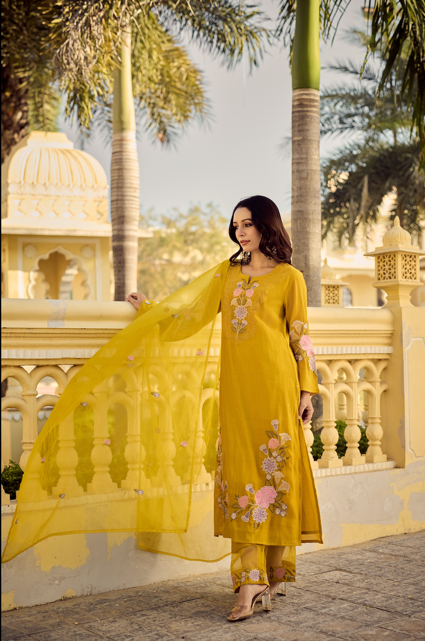 Noor Mustard Embellished Suit Set
