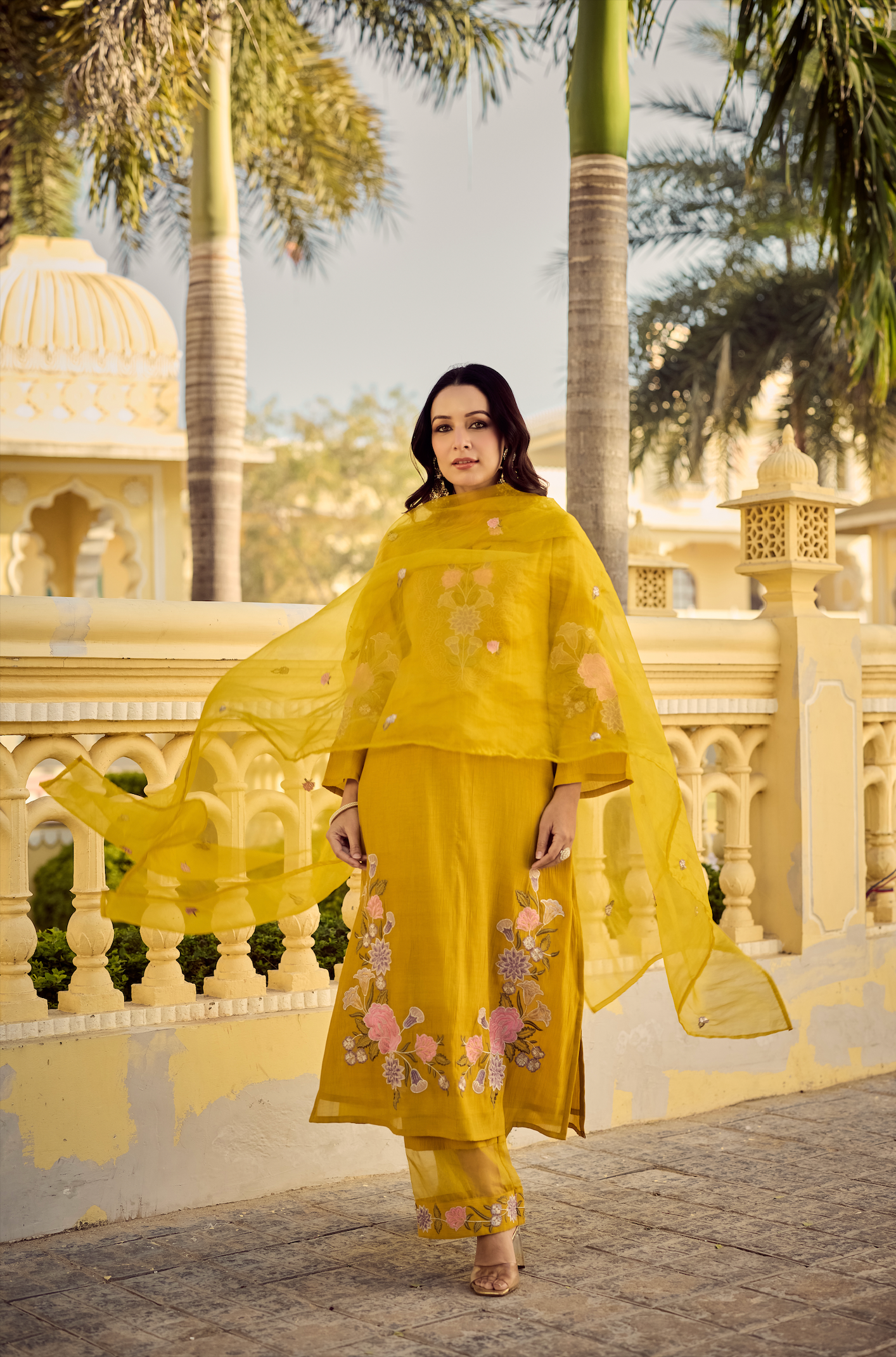 Noor Mustard Embellished Suit Set