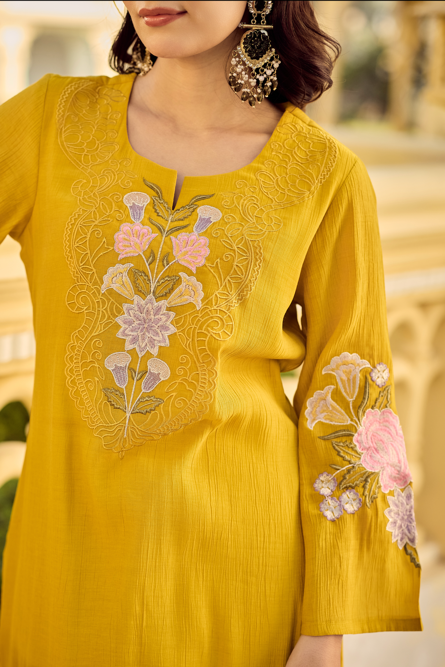 Noor Mustard Embellished Suit Set