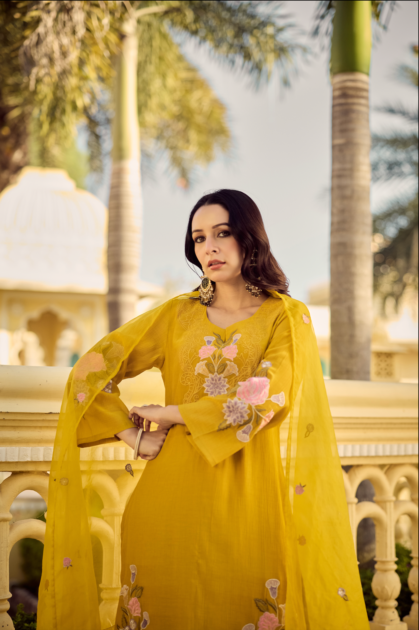 Noor Mustard Embellished Suit Set