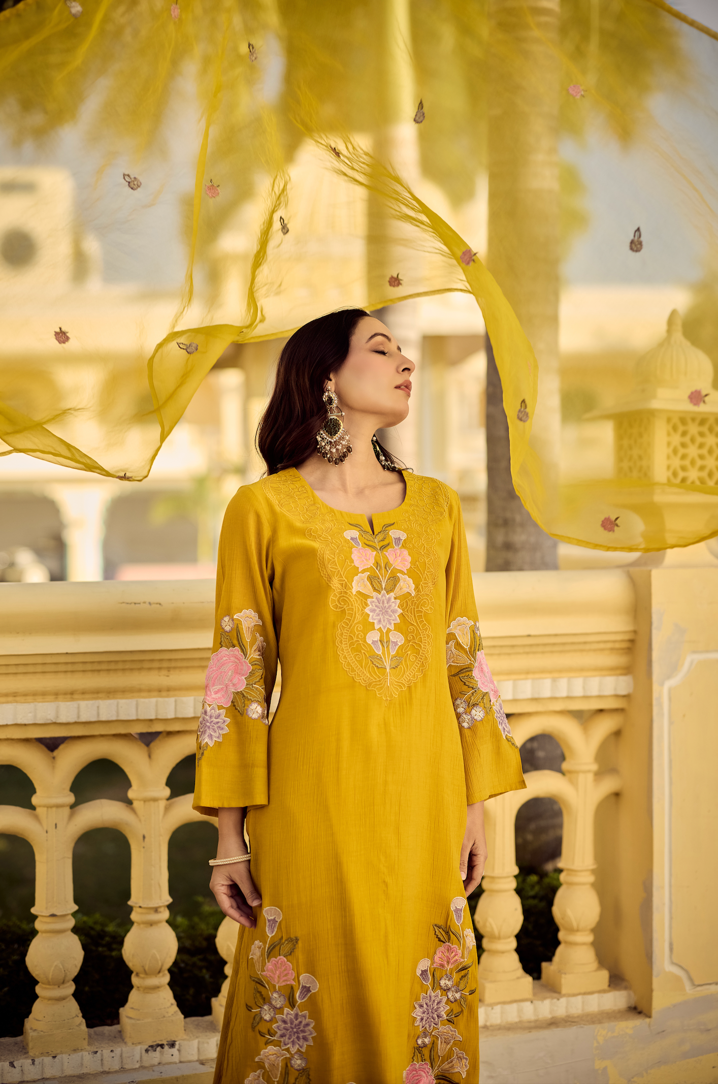 Noor Mustard Embellished Suit Set