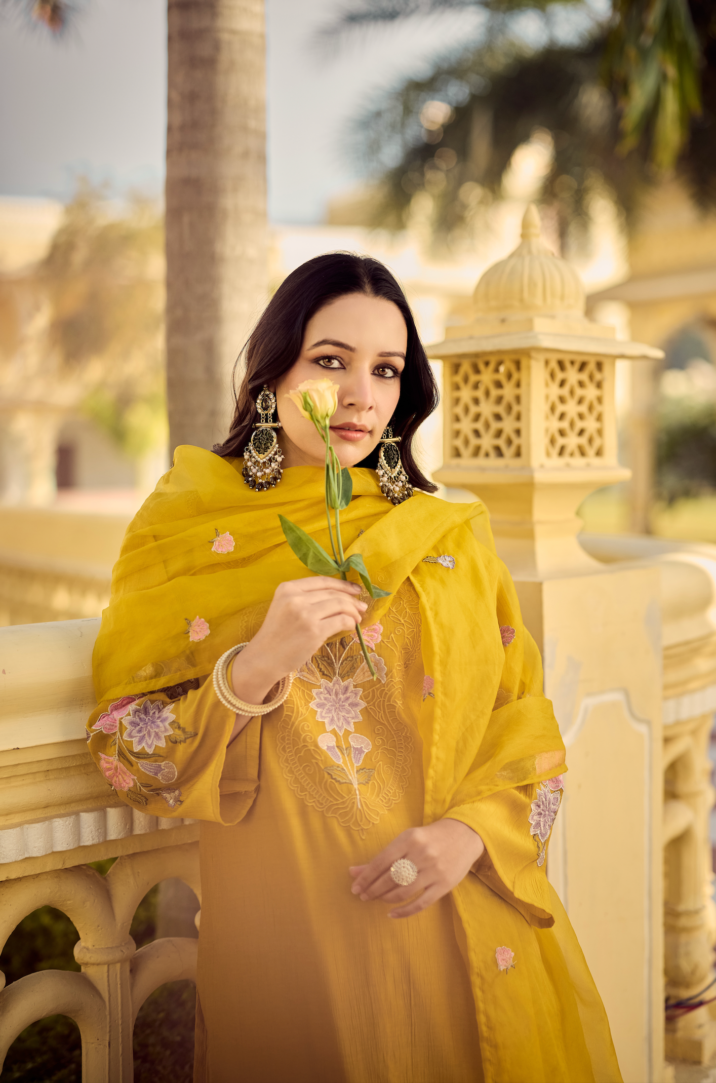 Noor Mustard Embellished Suit Set