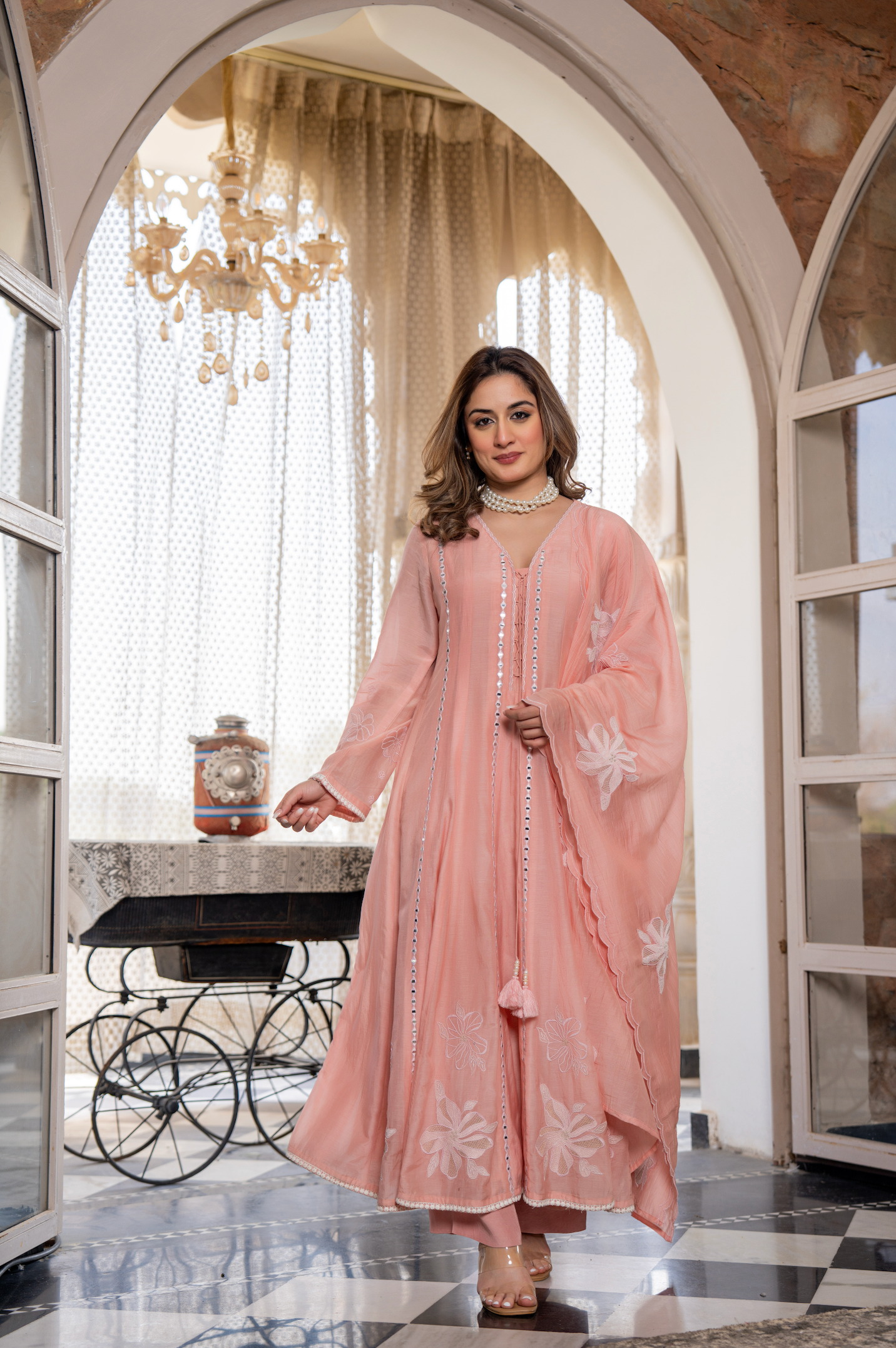 Blush Petal Chanderi Suit Set