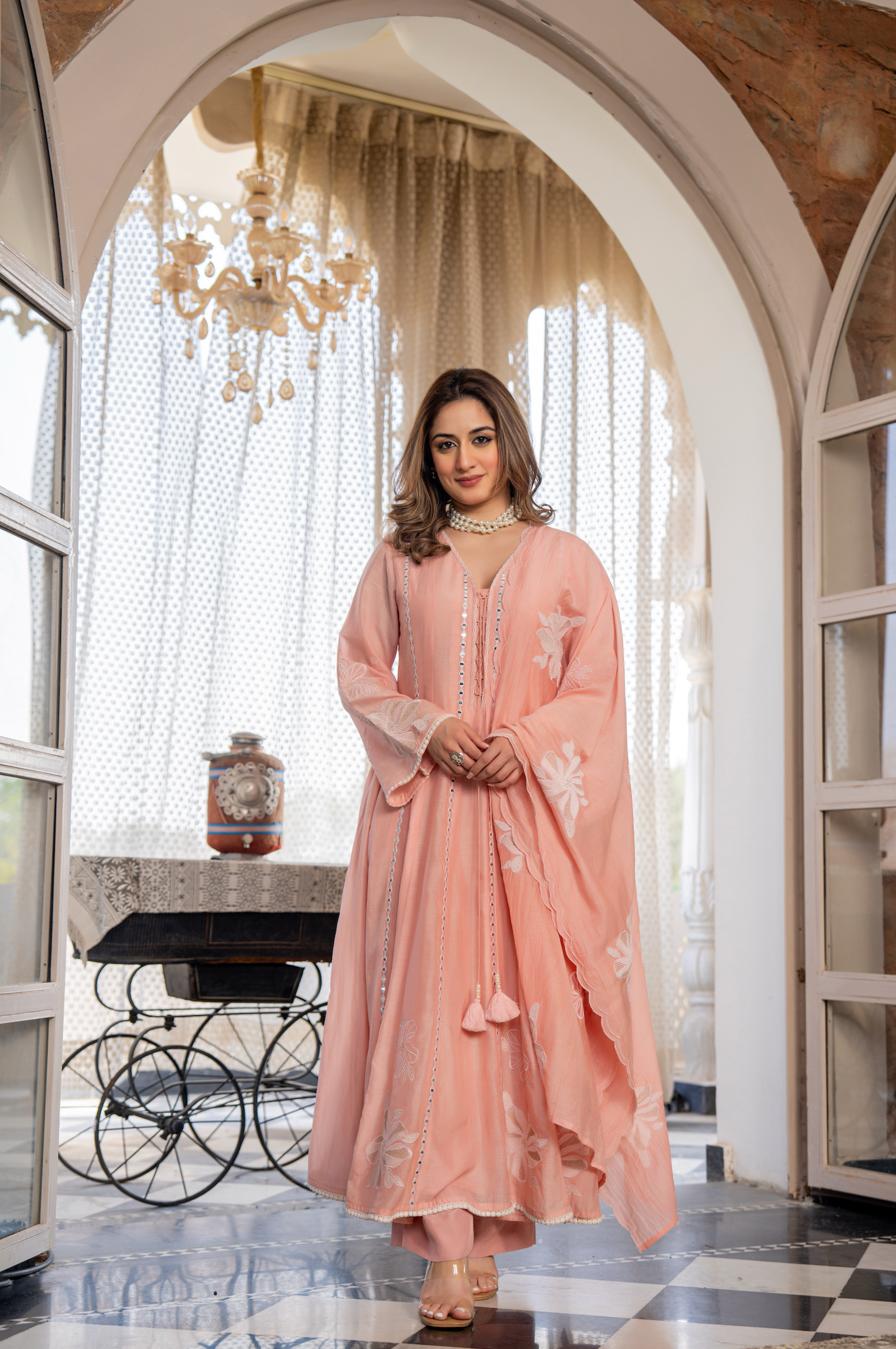 Blush Petal Chanderi Suit Set