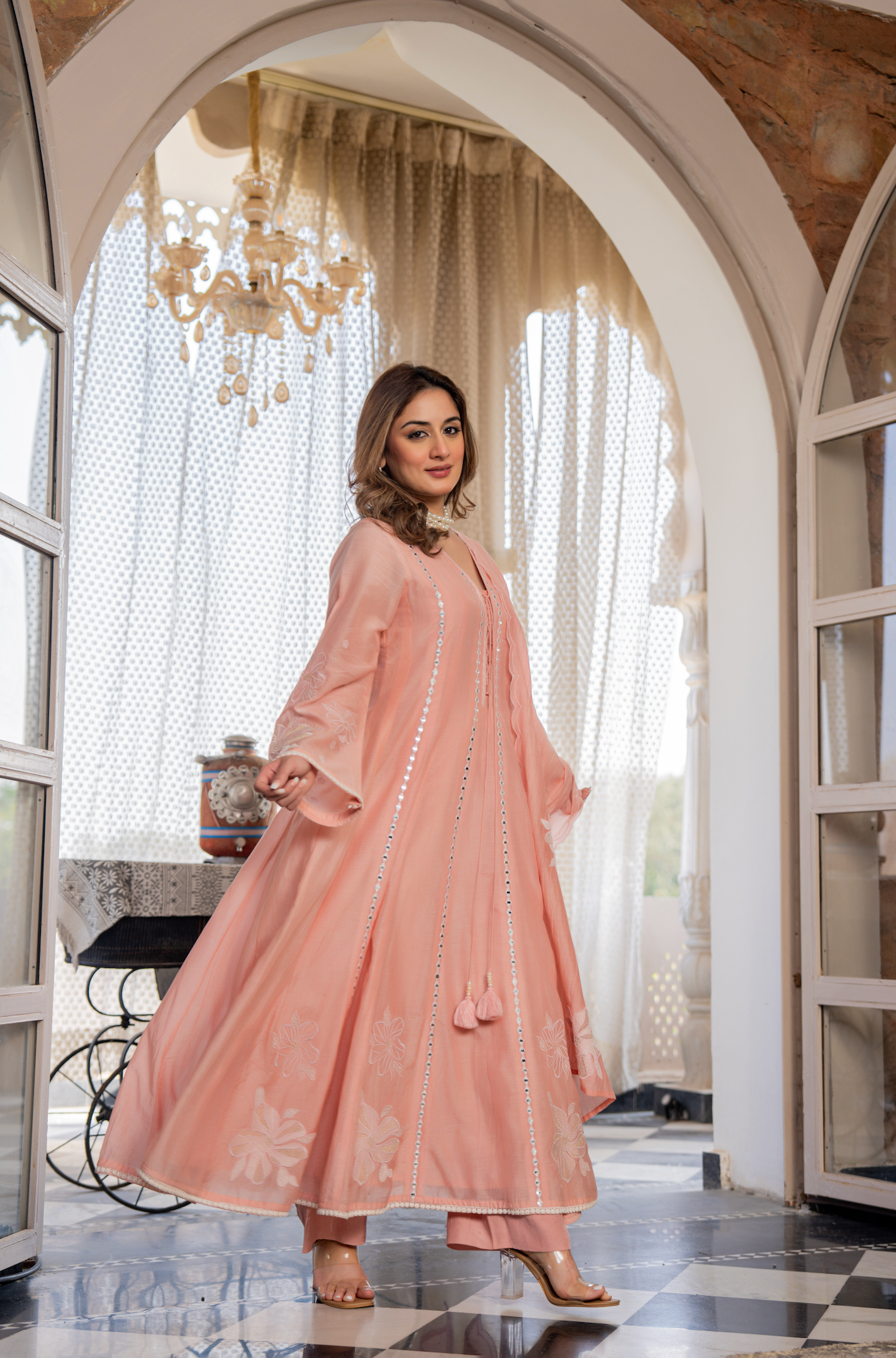 Blush Petal Chanderi Suit Set