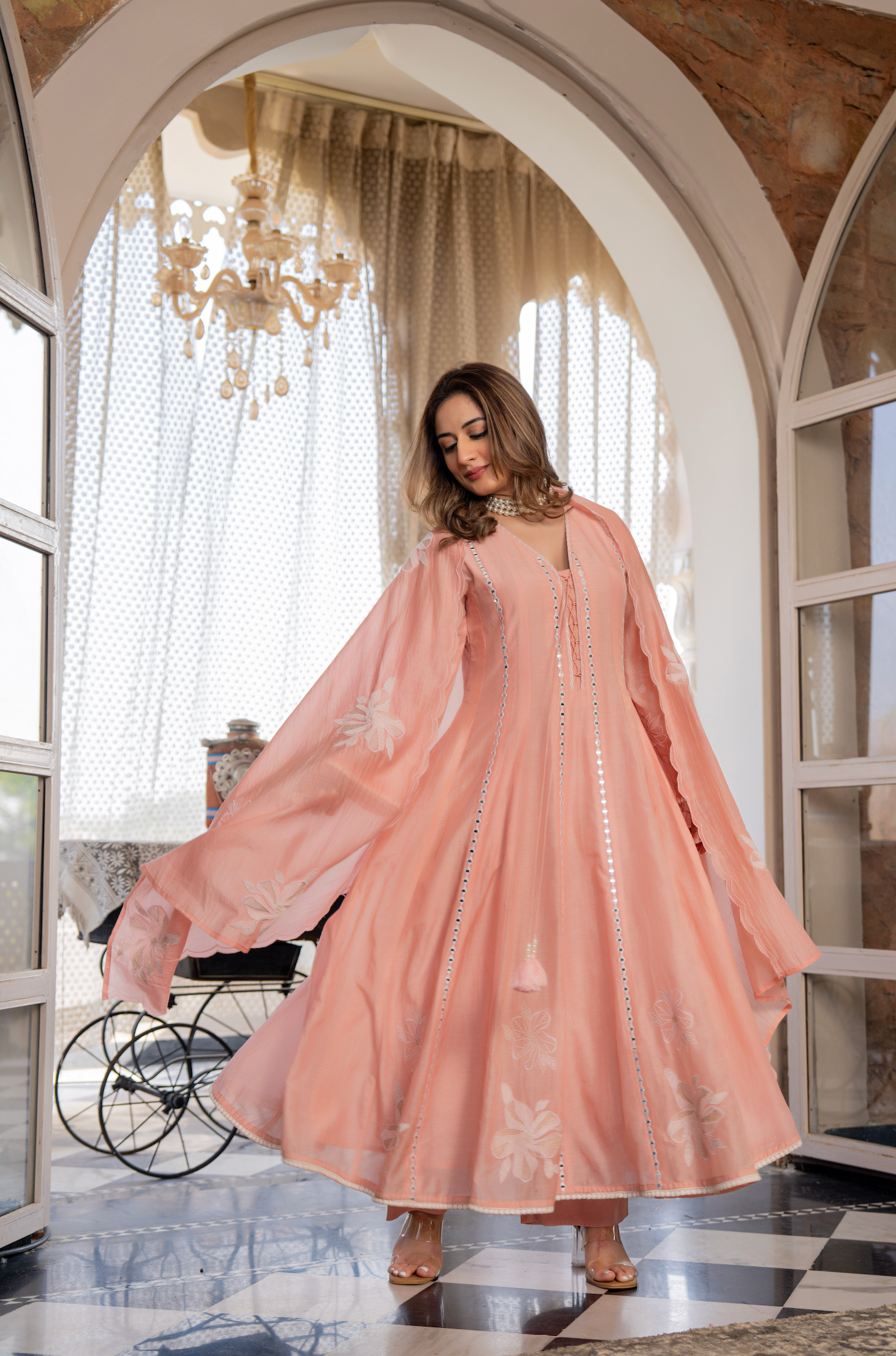 Blush Petal Chanderi Suit Set