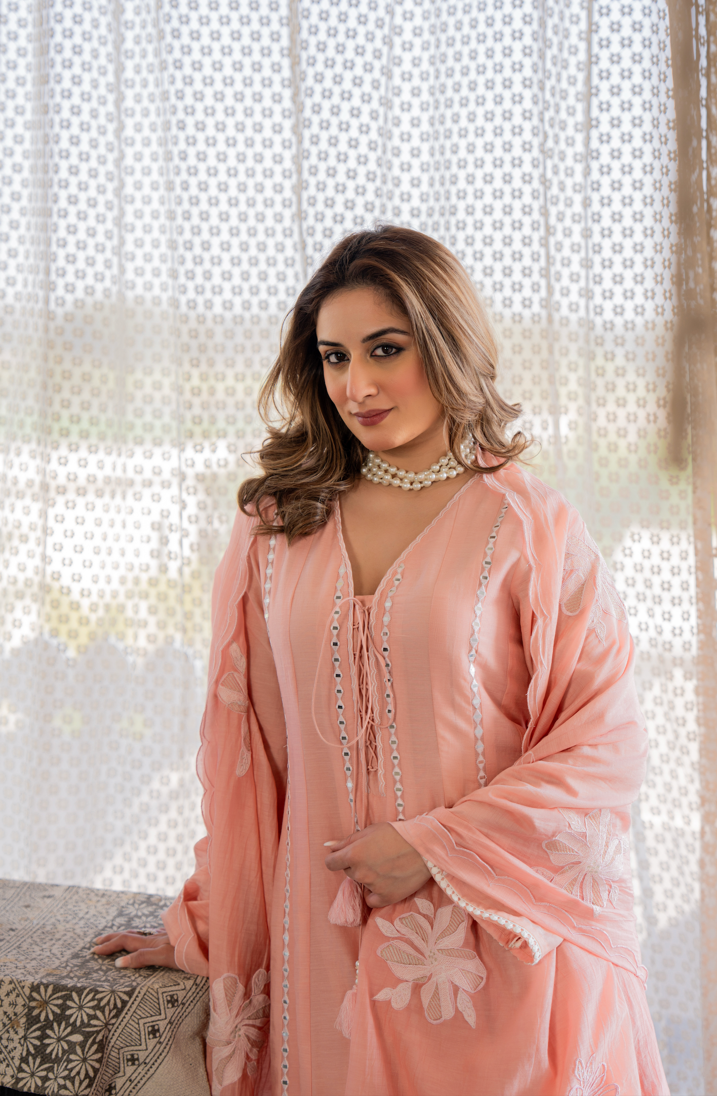 Blush Petal Chanderi Suit Set