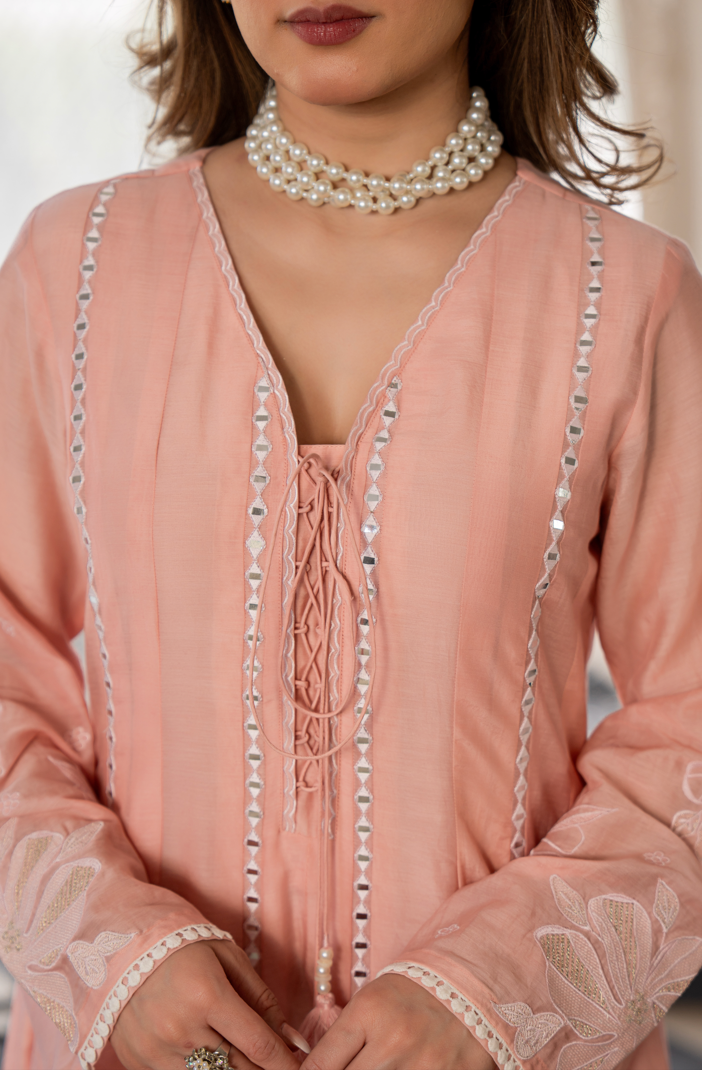 Blush Petal Chanderi Suit Set
