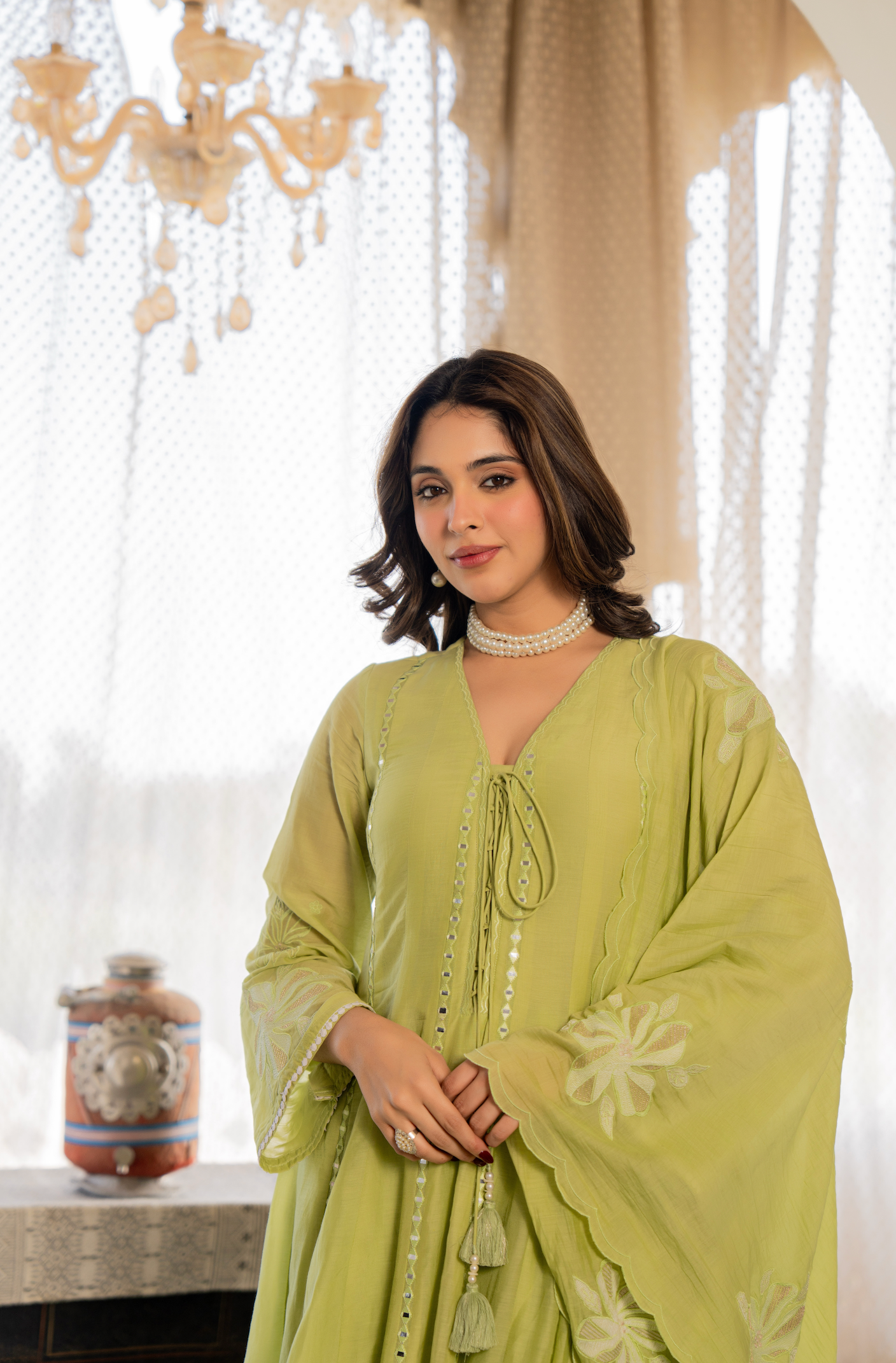 Minted Elegance Chanderi Suit Set