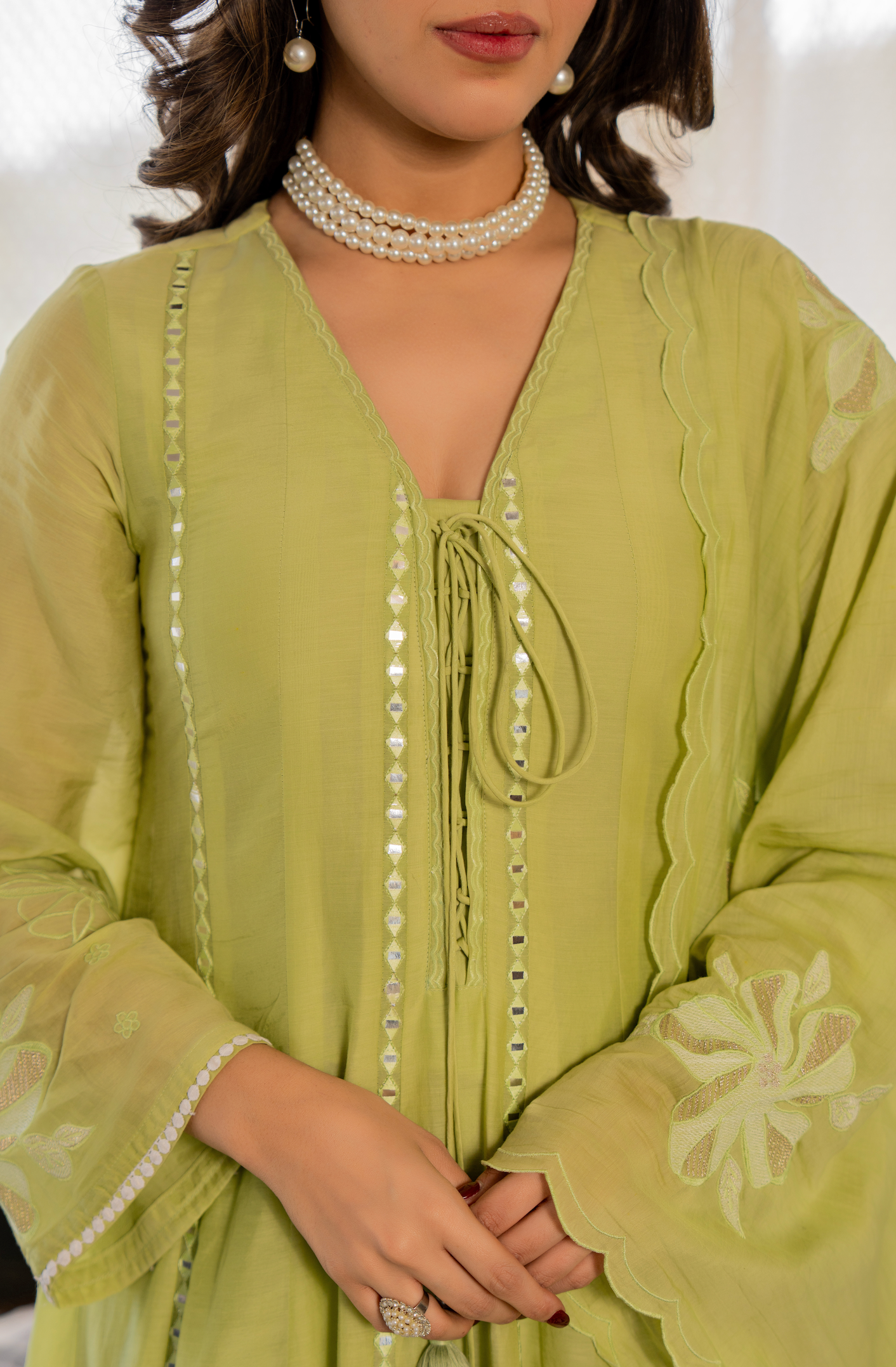 Minted Elegance Chanderi Suit Set