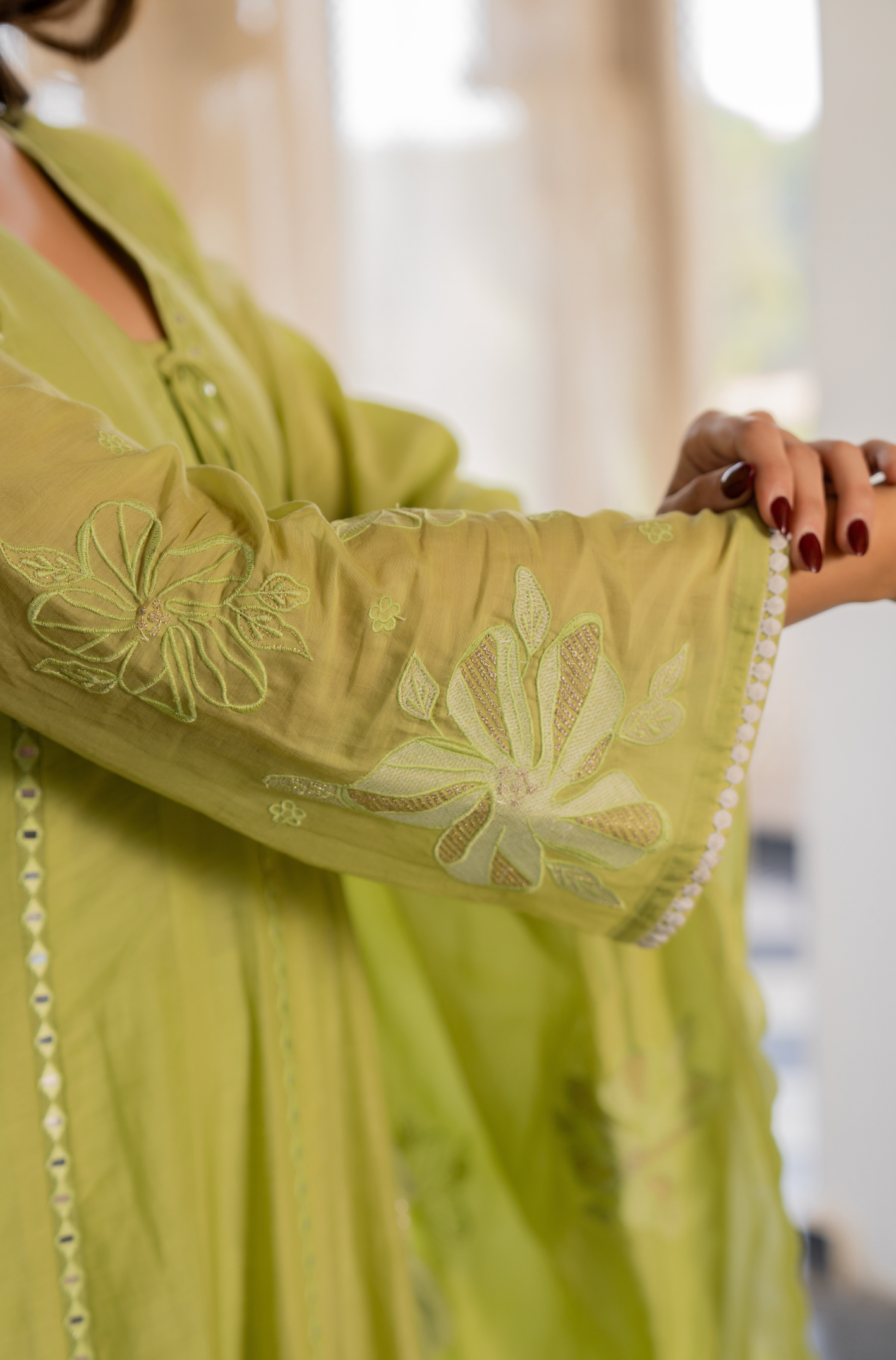Minted Elegance Chanderi Suit Set