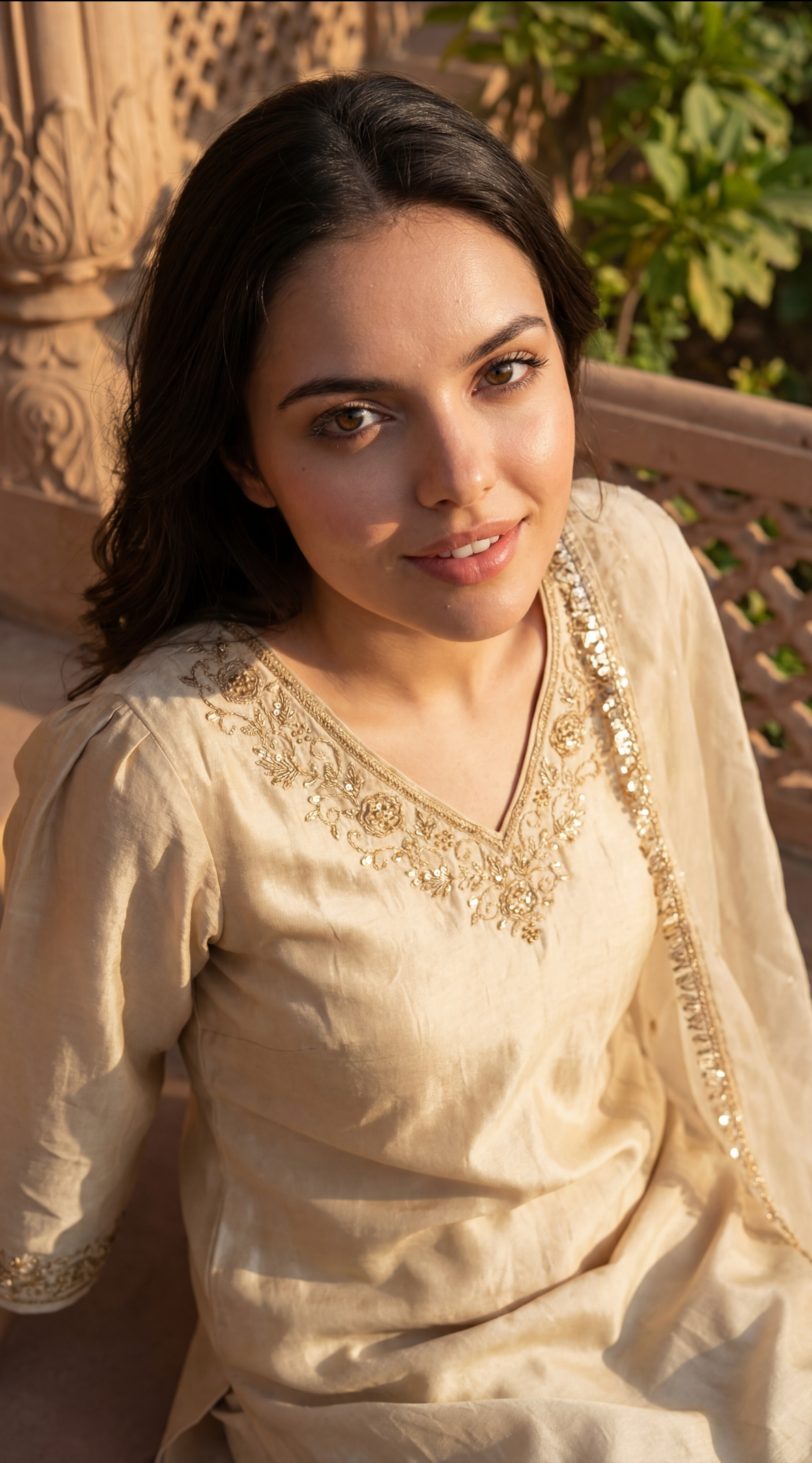 Ivory Bloom Chanderi Suit Set