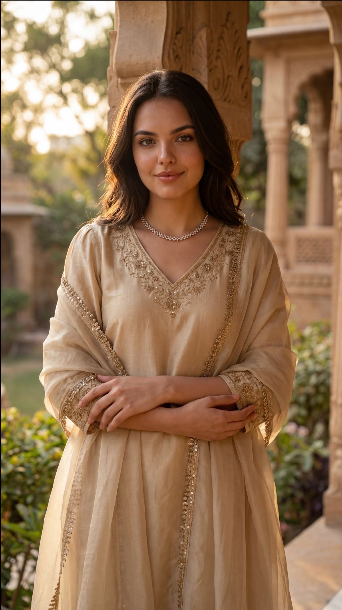 Ivory Bloom Chanderi Suit Set