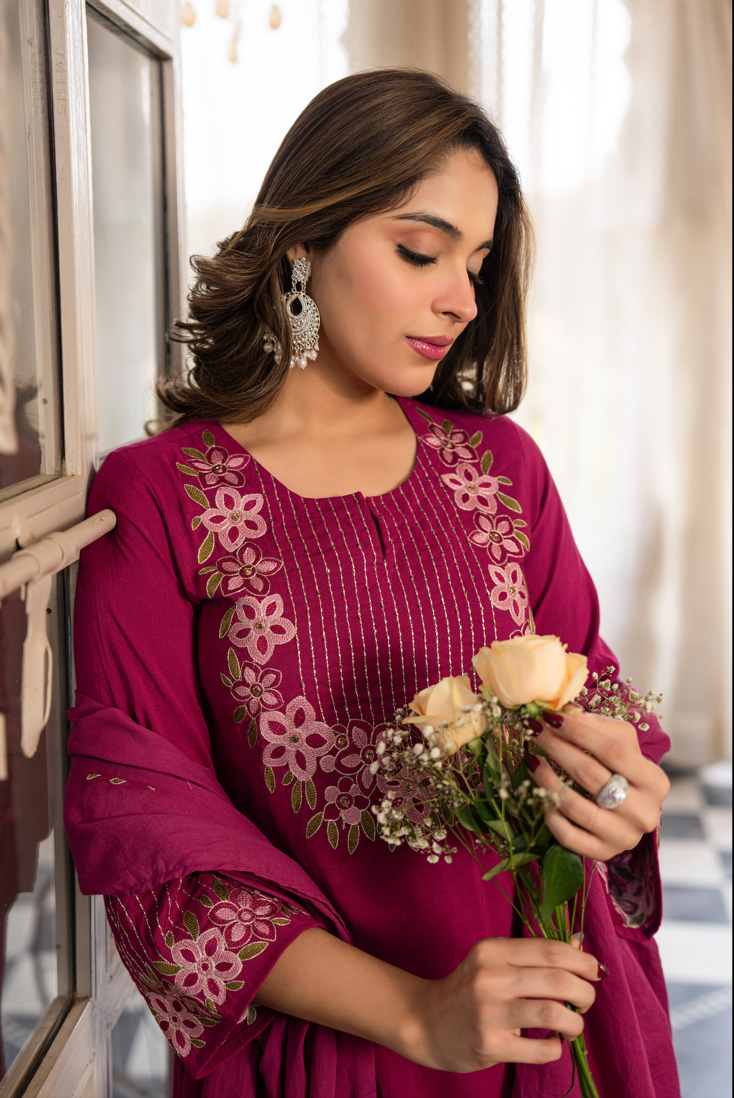 Berry Bloom A-line Suit Set