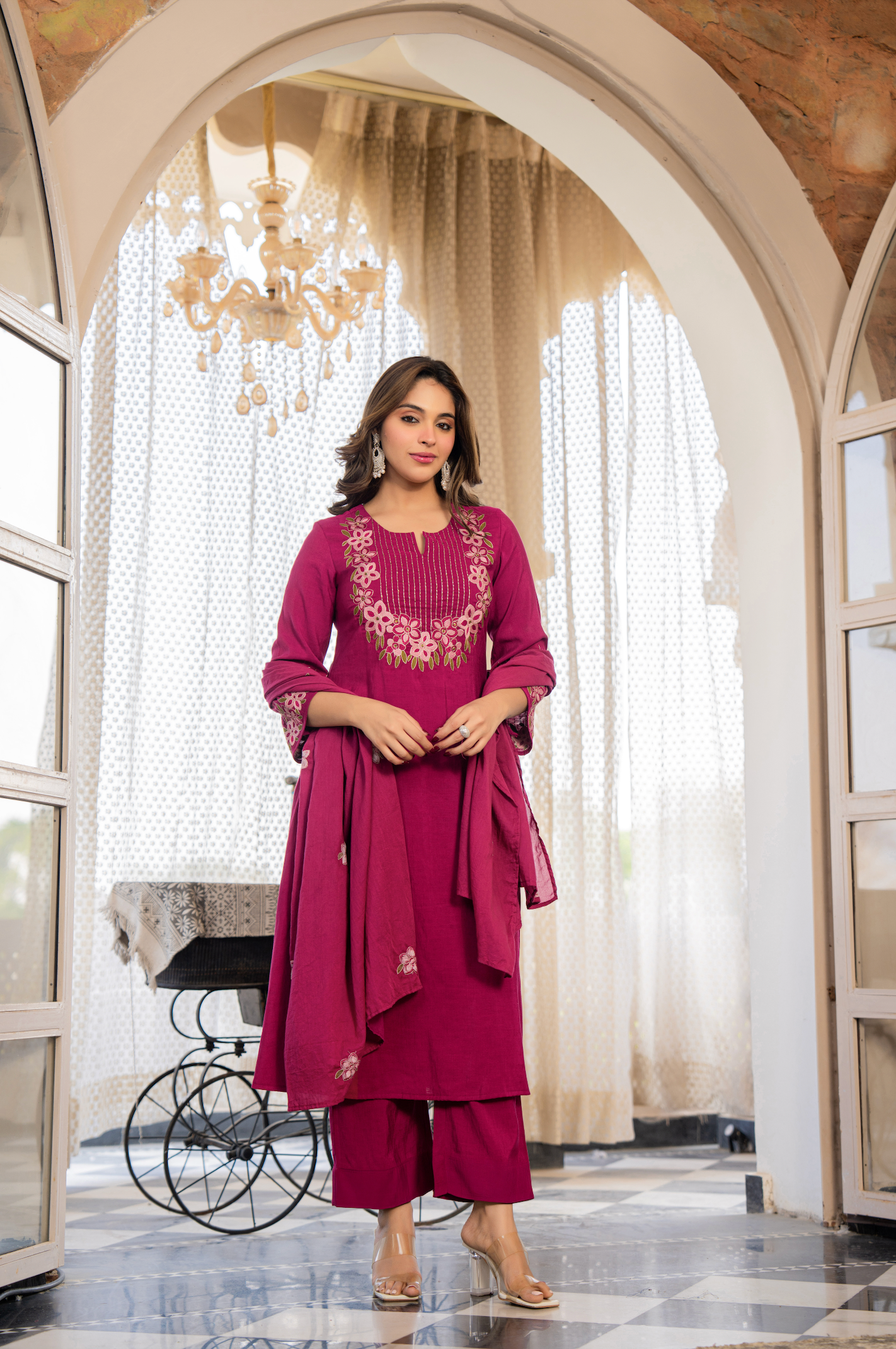 Berry Bloom A-line Suit Set