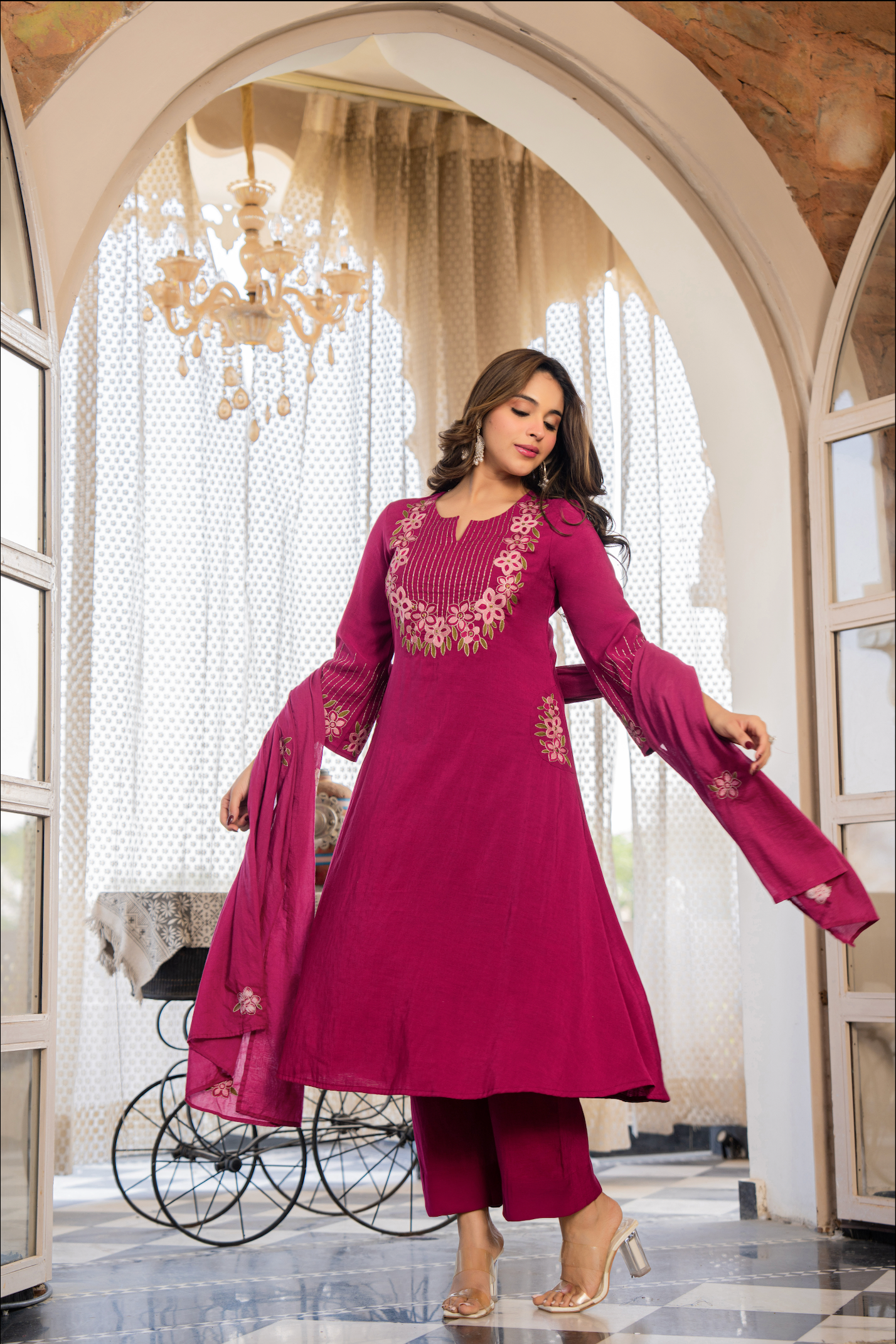 Berry Bloom A-line Suit Set