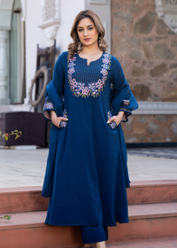 Ocean Bloom A-line Kurta Set