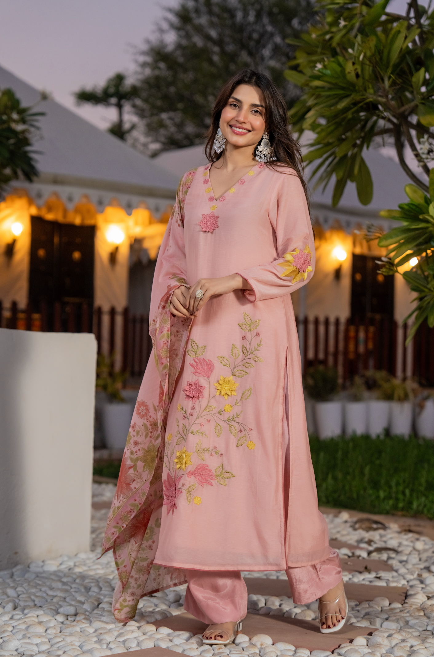 Blush Petal Chanderi Suit Set