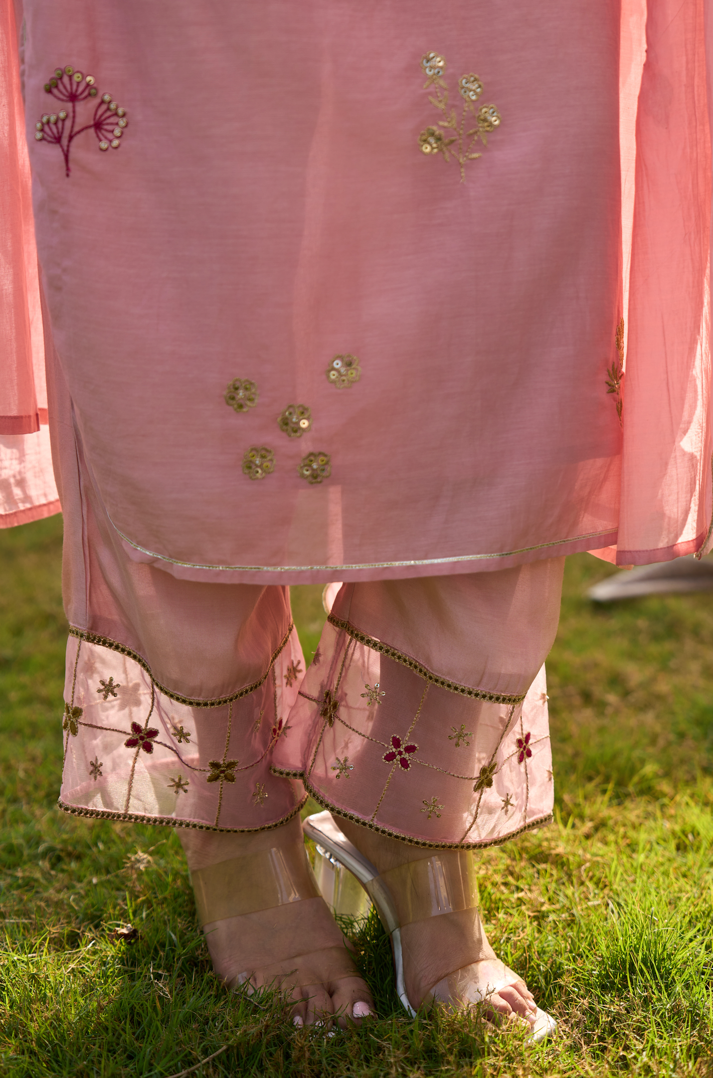 Blush Rose Chanderi Embroidered Suit Set