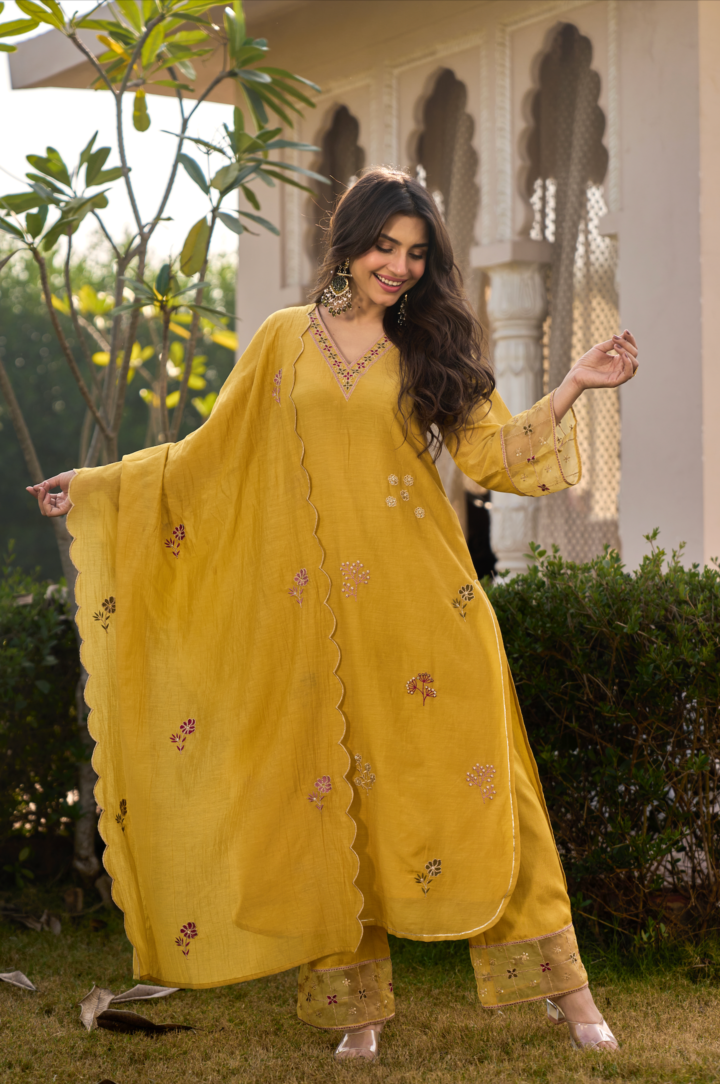 Mustard Noor Chanderi Suit Set
