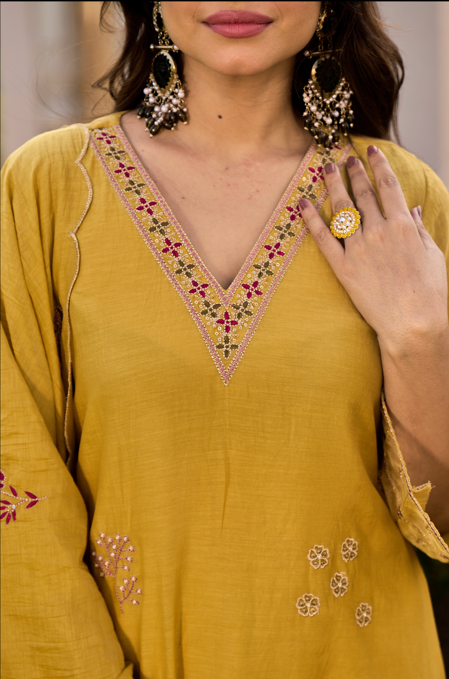 Mustard Noor Chanderi Suit Set