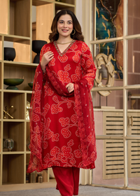 Crimson Bandhani Suit Set