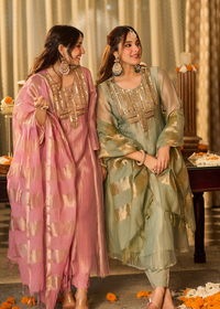 Mint Zari Festive Kurta Set