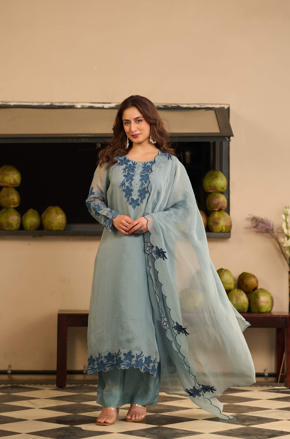 Powder Blue Blossom Kurta Set