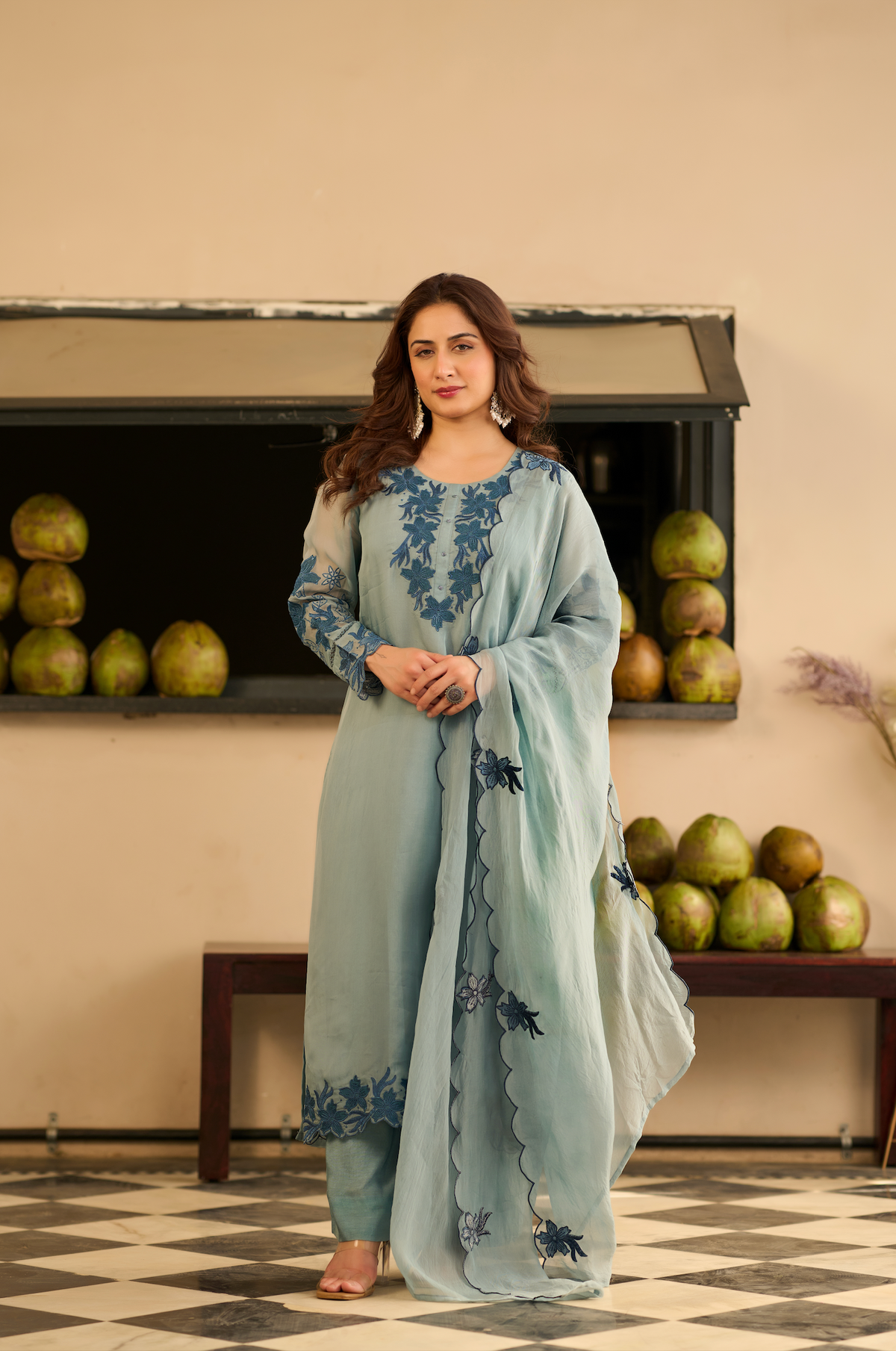 Powder Blue Blossom Kurta Set