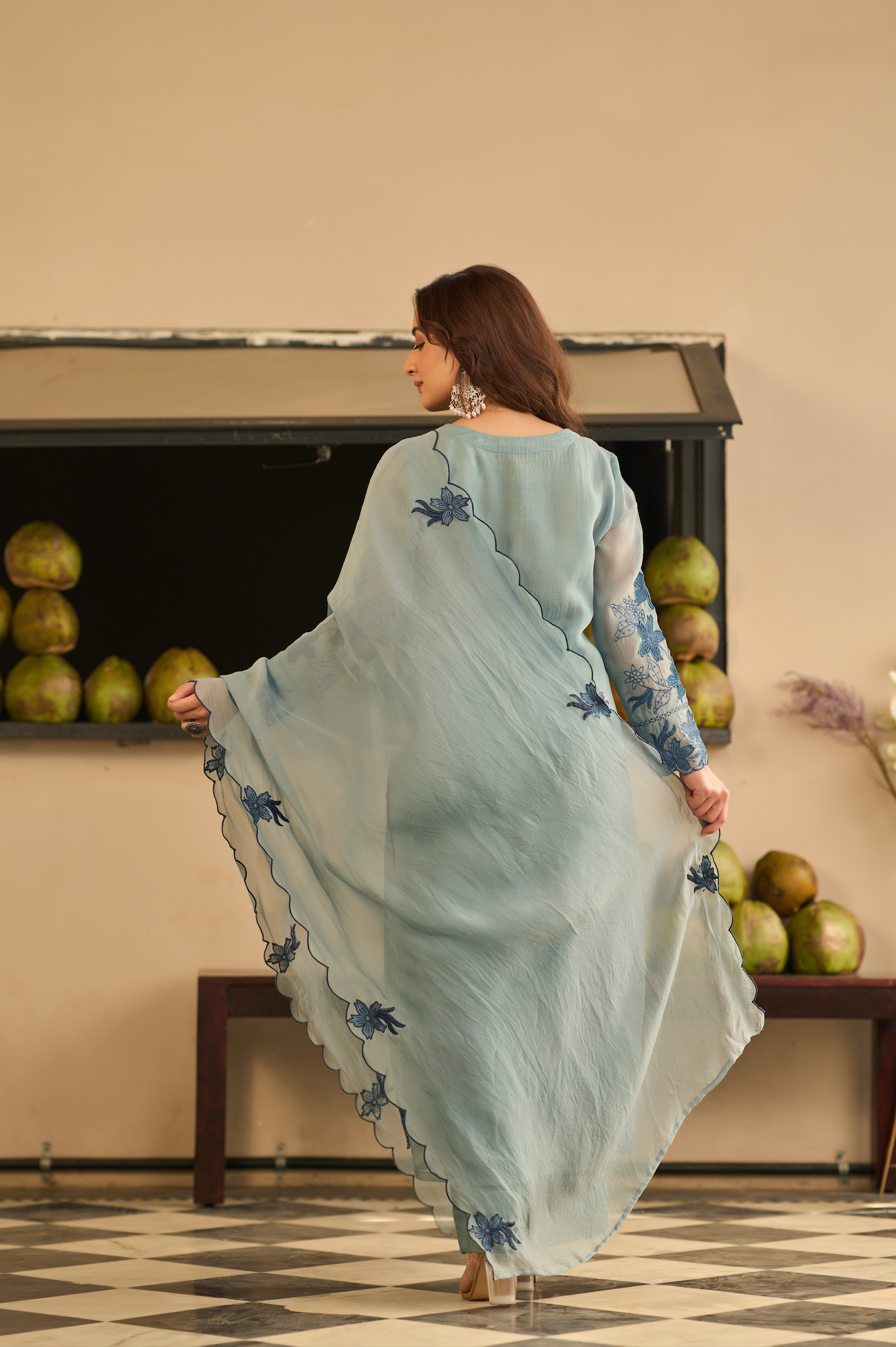Powder Blue Blossom Kurta Set