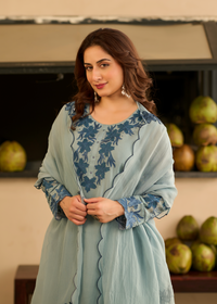 Powder Blue Blossom Kurta Set