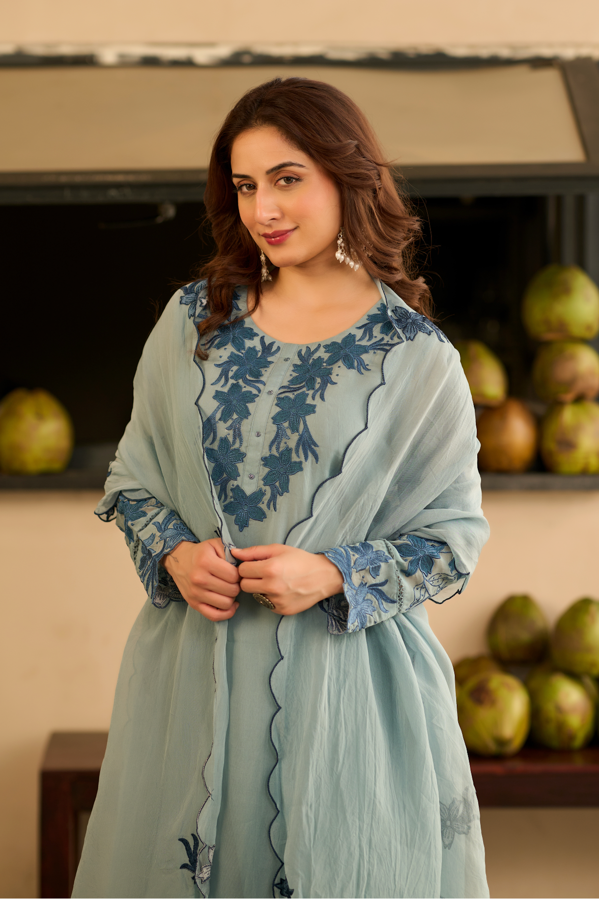 Powder Blue Blossom Kurta Set