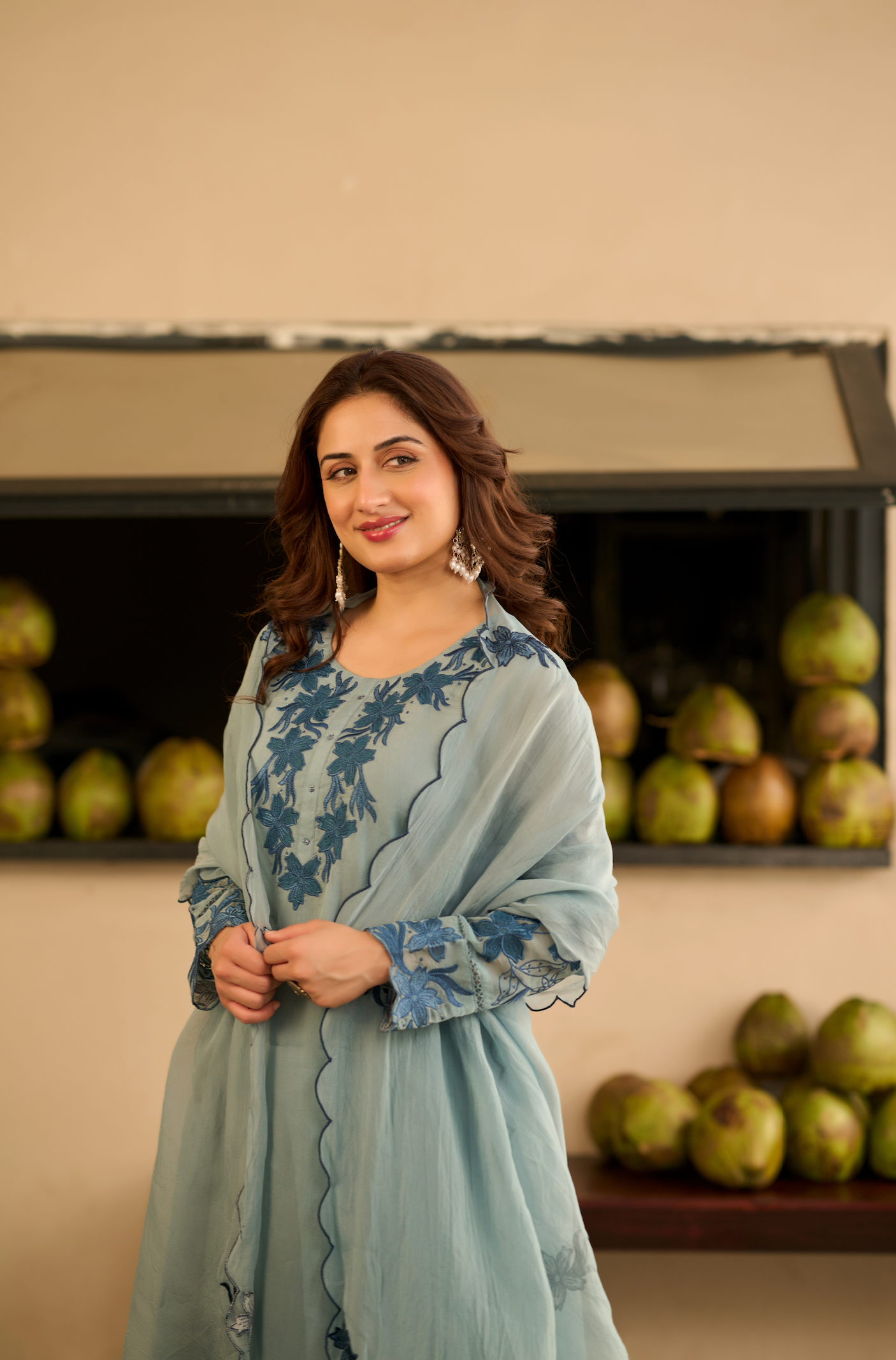 Powder Blue Blossom Kurta Set
