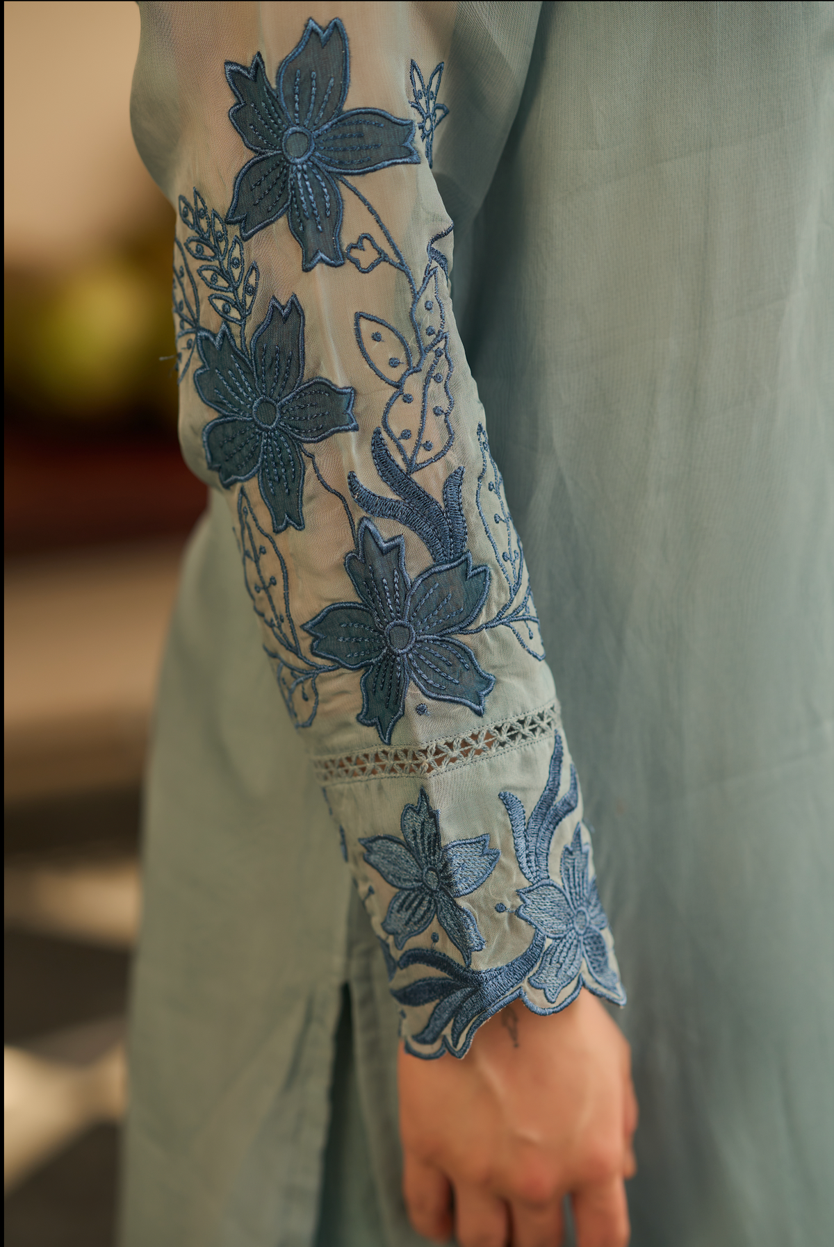 Powder Blue Blossom Kurta Set