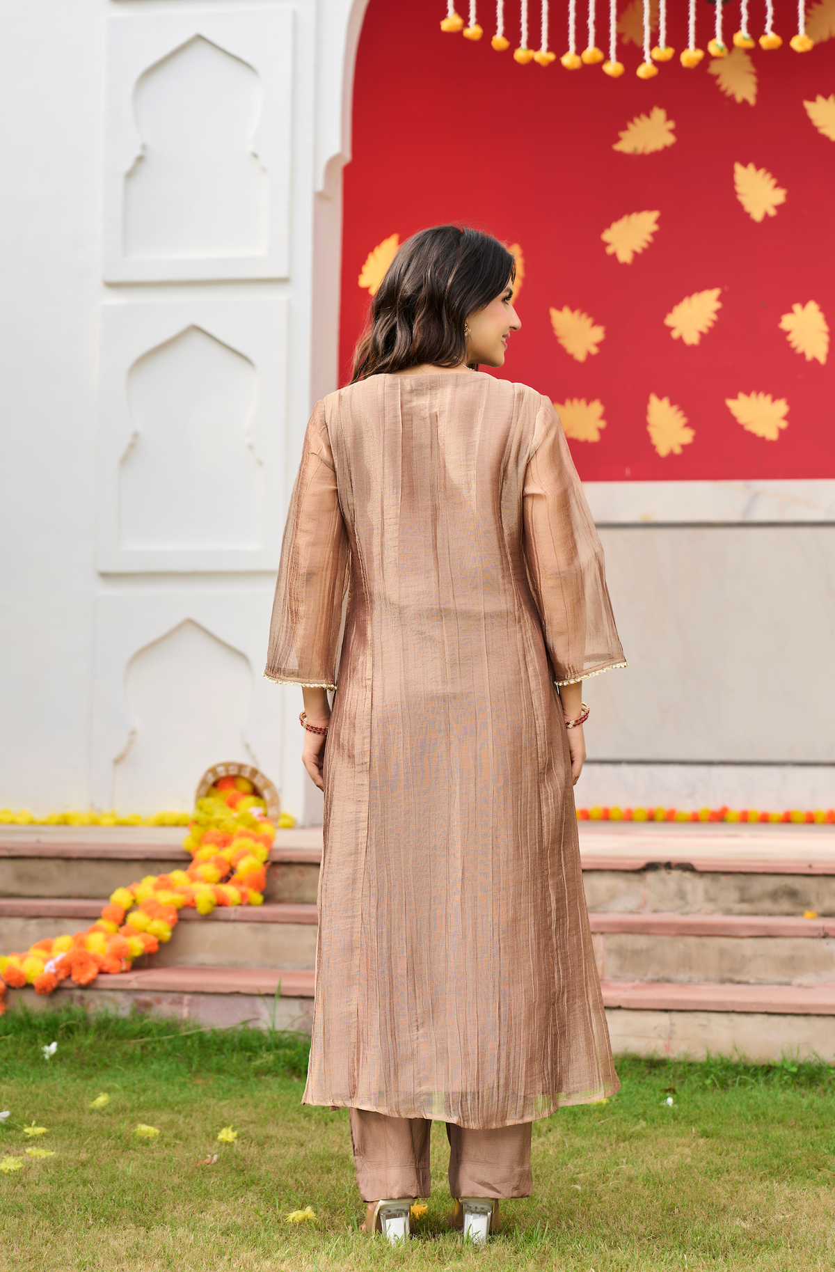 Mocha Taupe Embroidered Suit Set