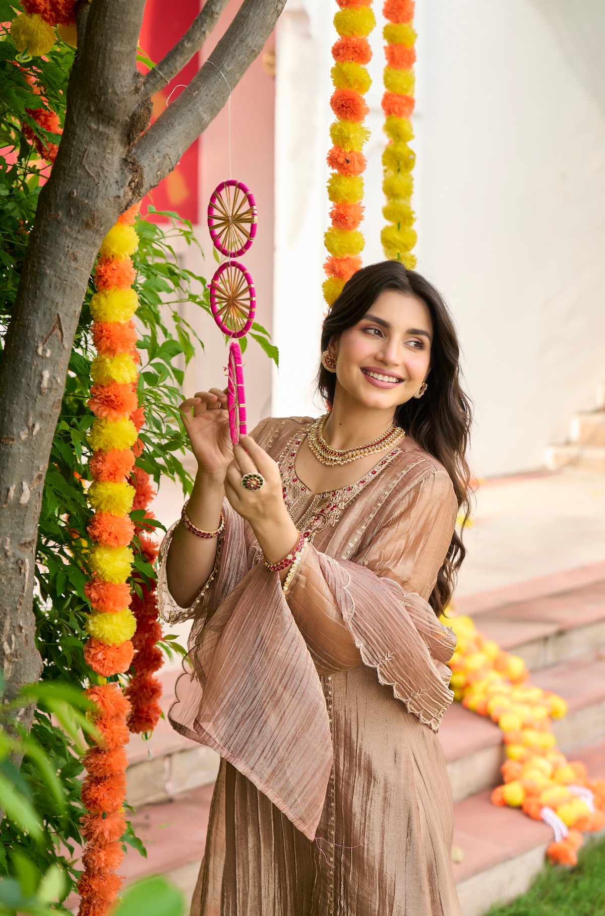 Mocha Taupe Embroidered Suit Set