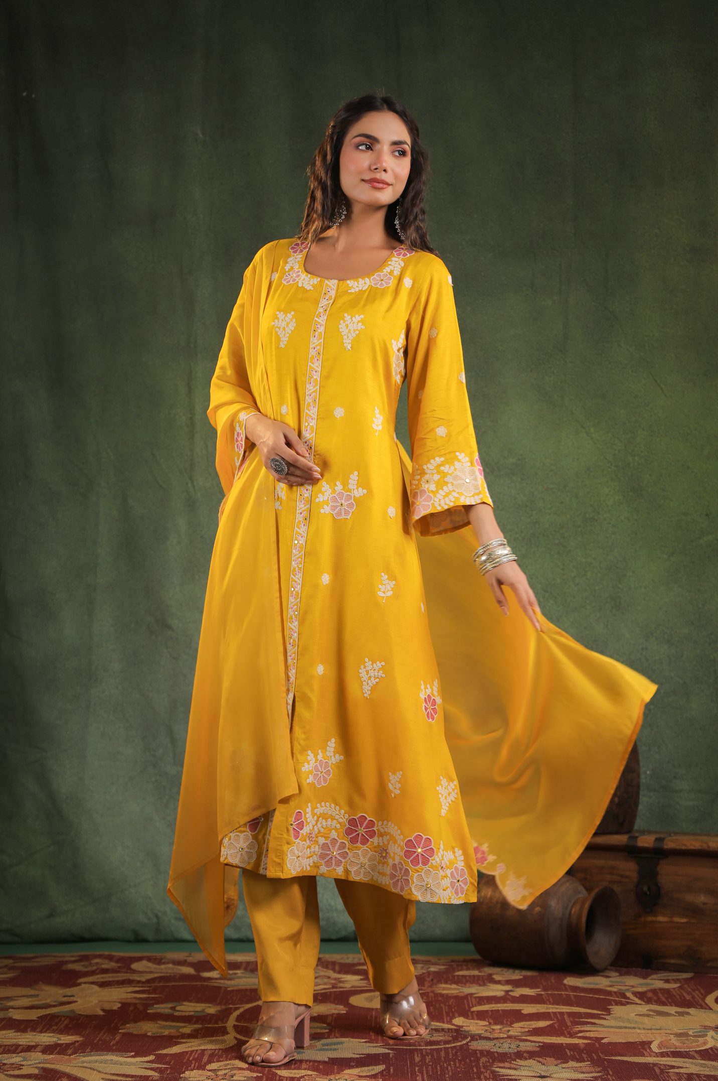 Gold Dola Silk Kurti Set