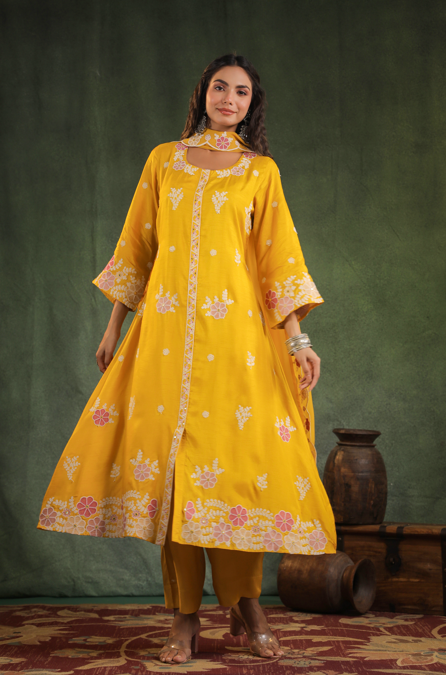 Gold Dola Silk Kurti Set