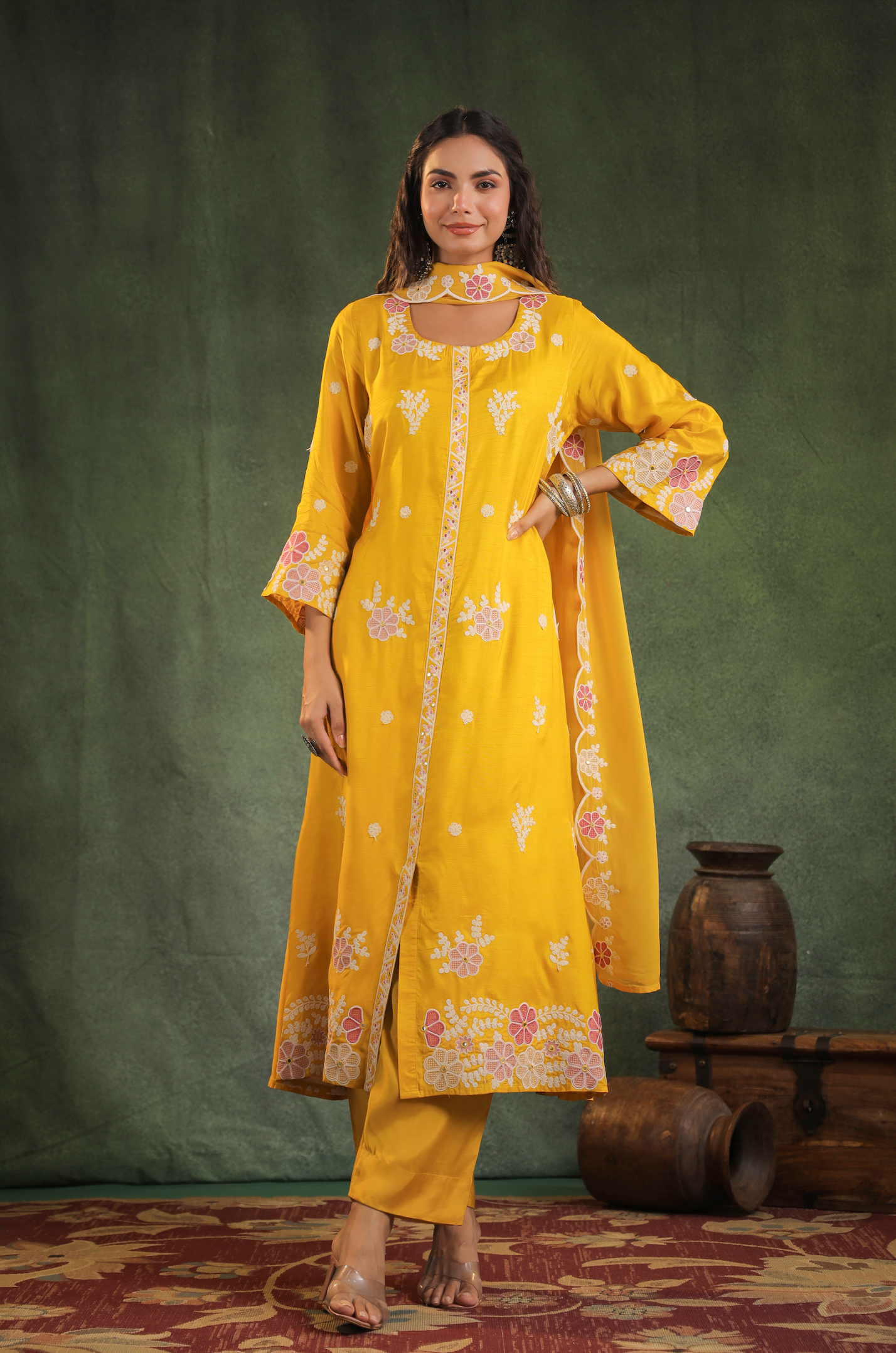 Gold Dola Silk Kurti Set