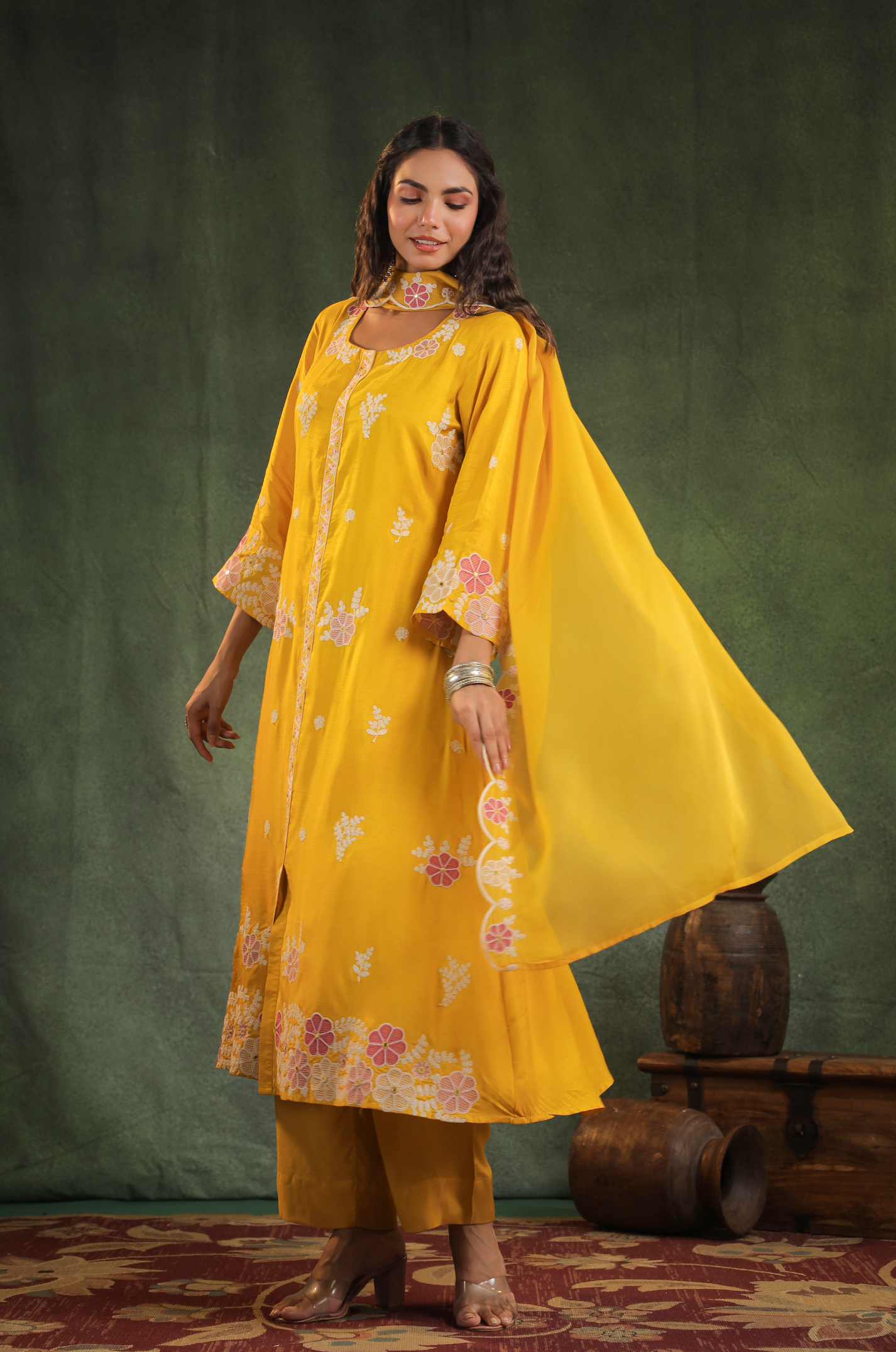 Gold Dola Silk Kurti Set