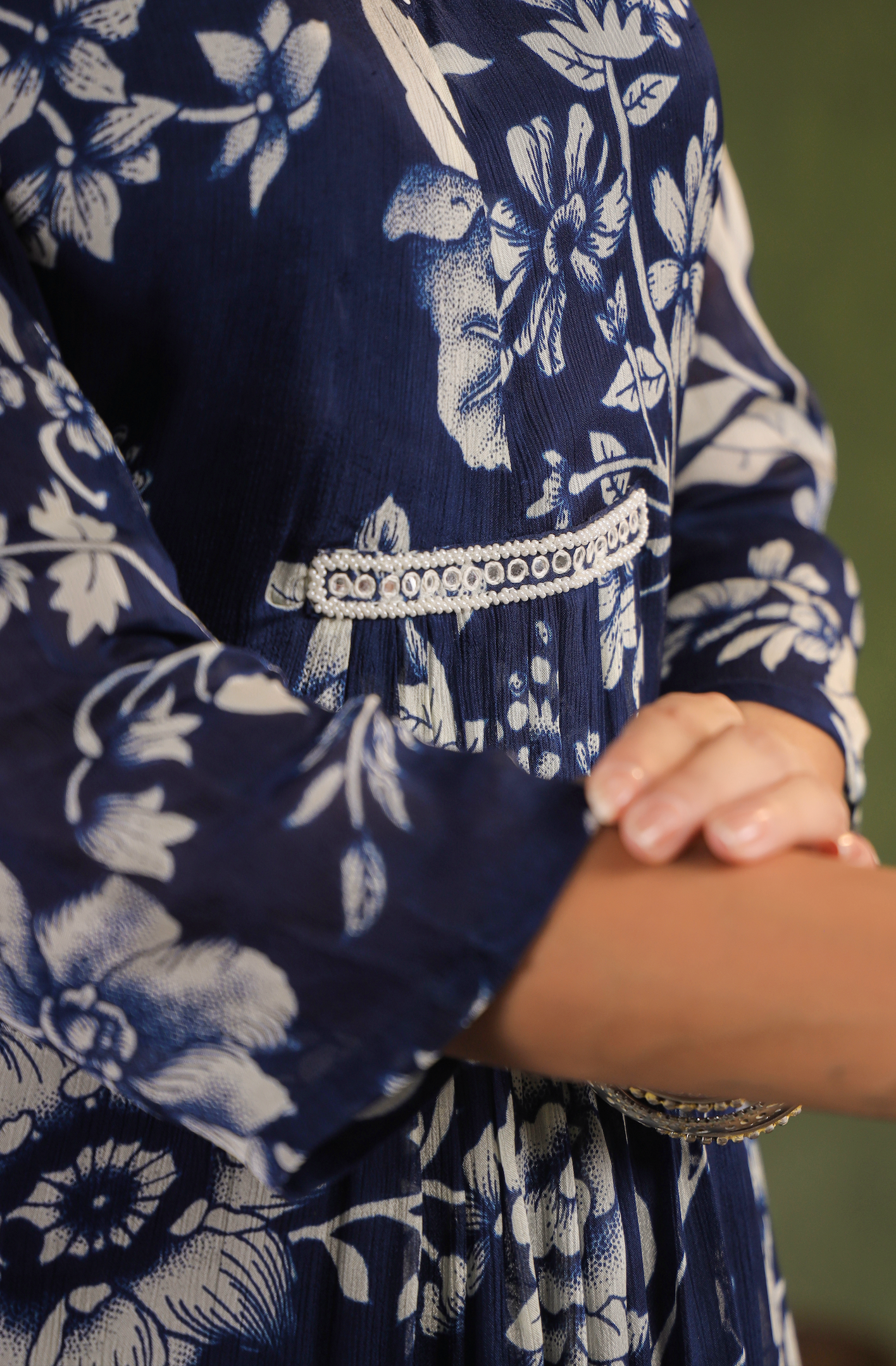 Indigo Blue Chinnon Kurti Set