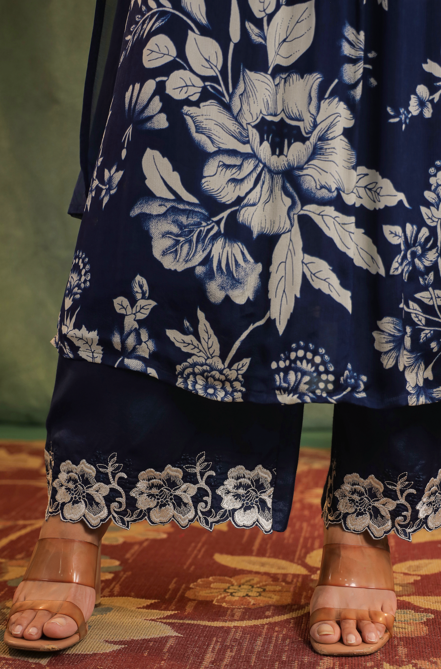 Indigo Blue Chinnon Kurti Set