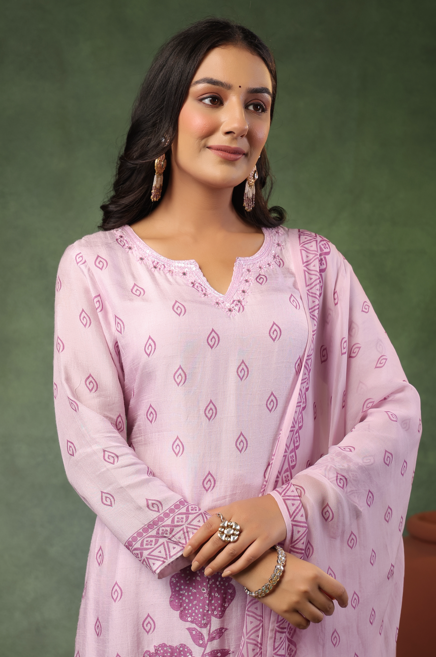 Lilac Bloom Silk Suit Set