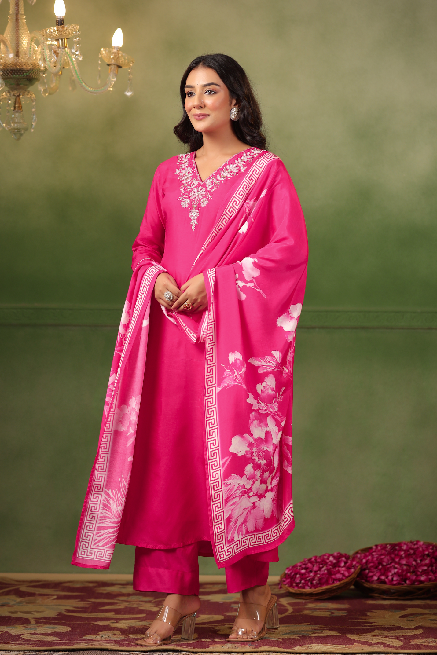 Ruby Pink Silk Suit Set