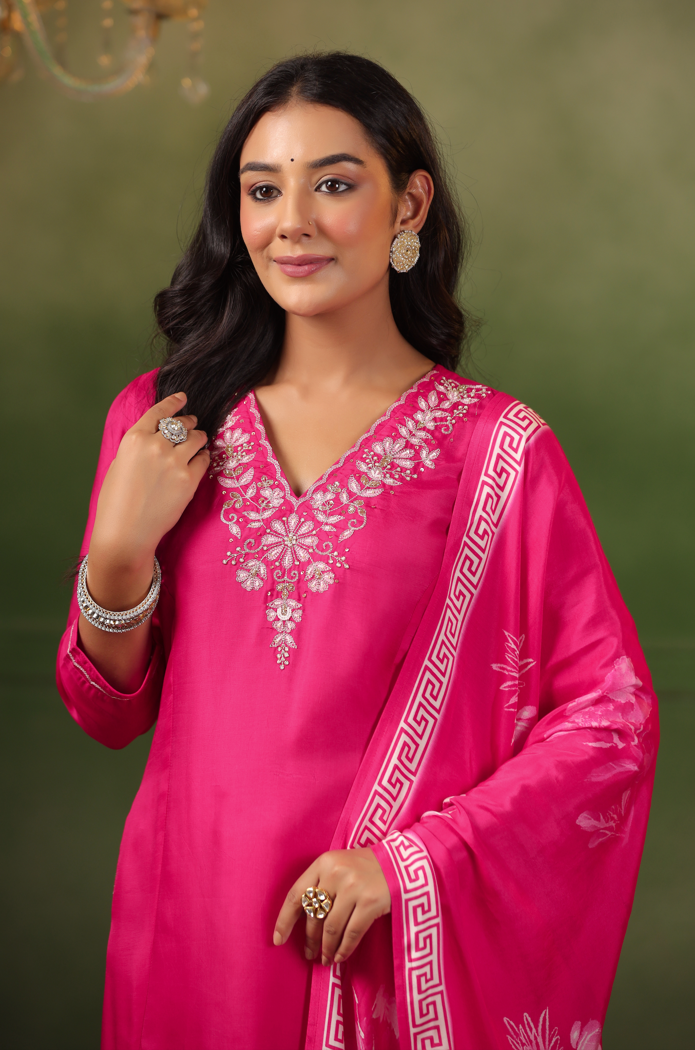 Ruby Pink Silk Suit Set