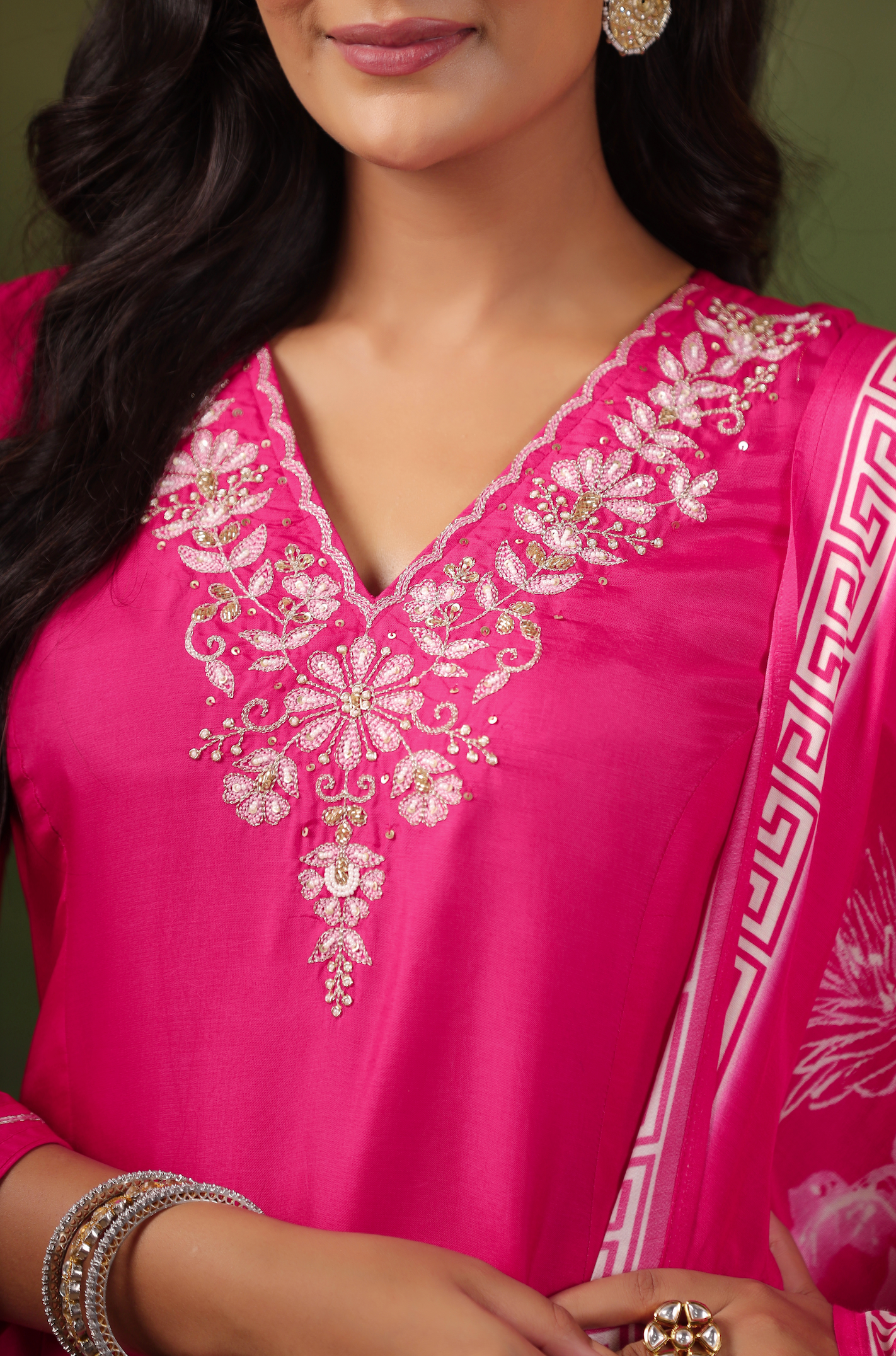 Ruby Pink Silk Suit Set