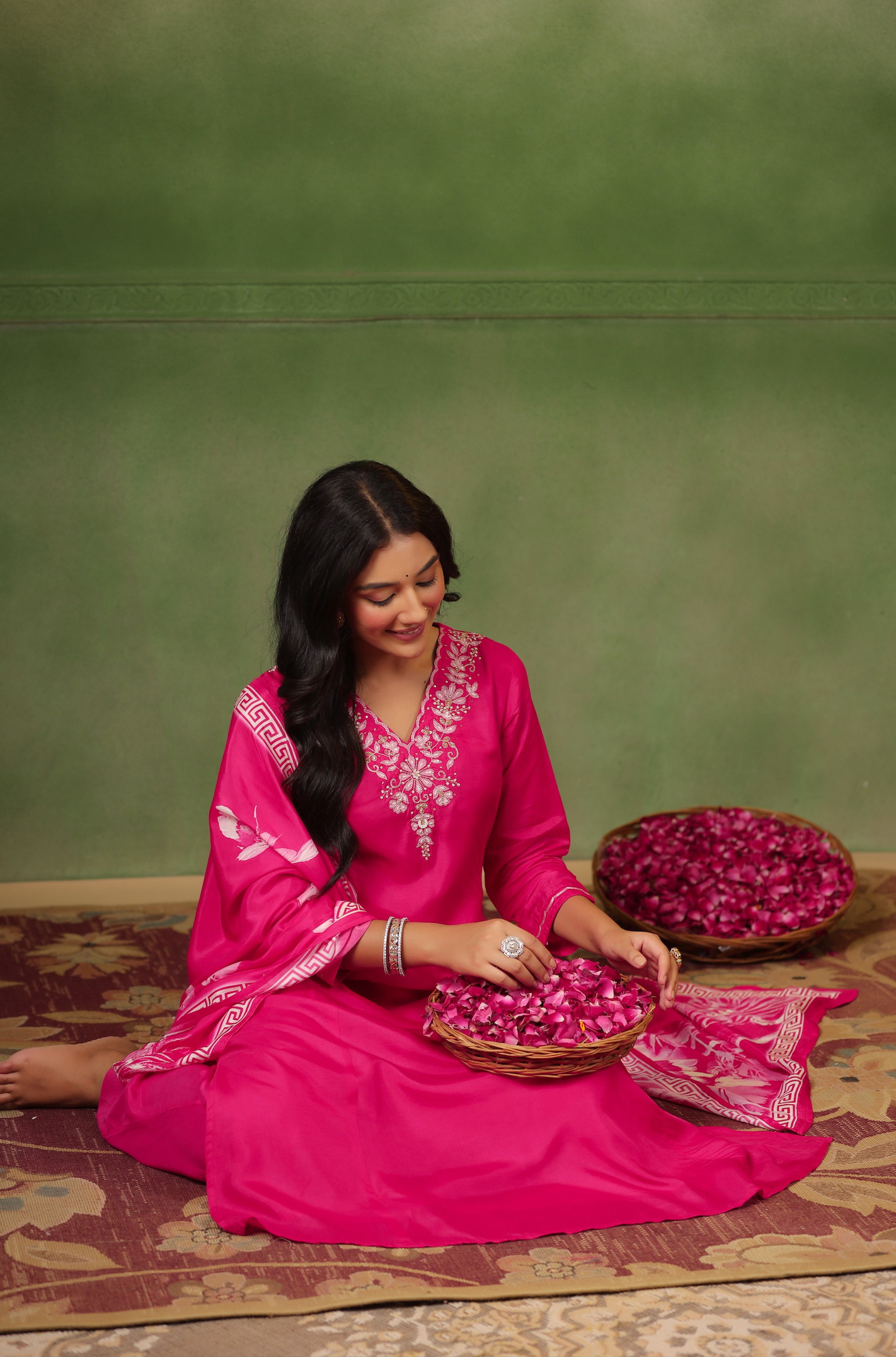 Ruby Pink Silk Suit Set