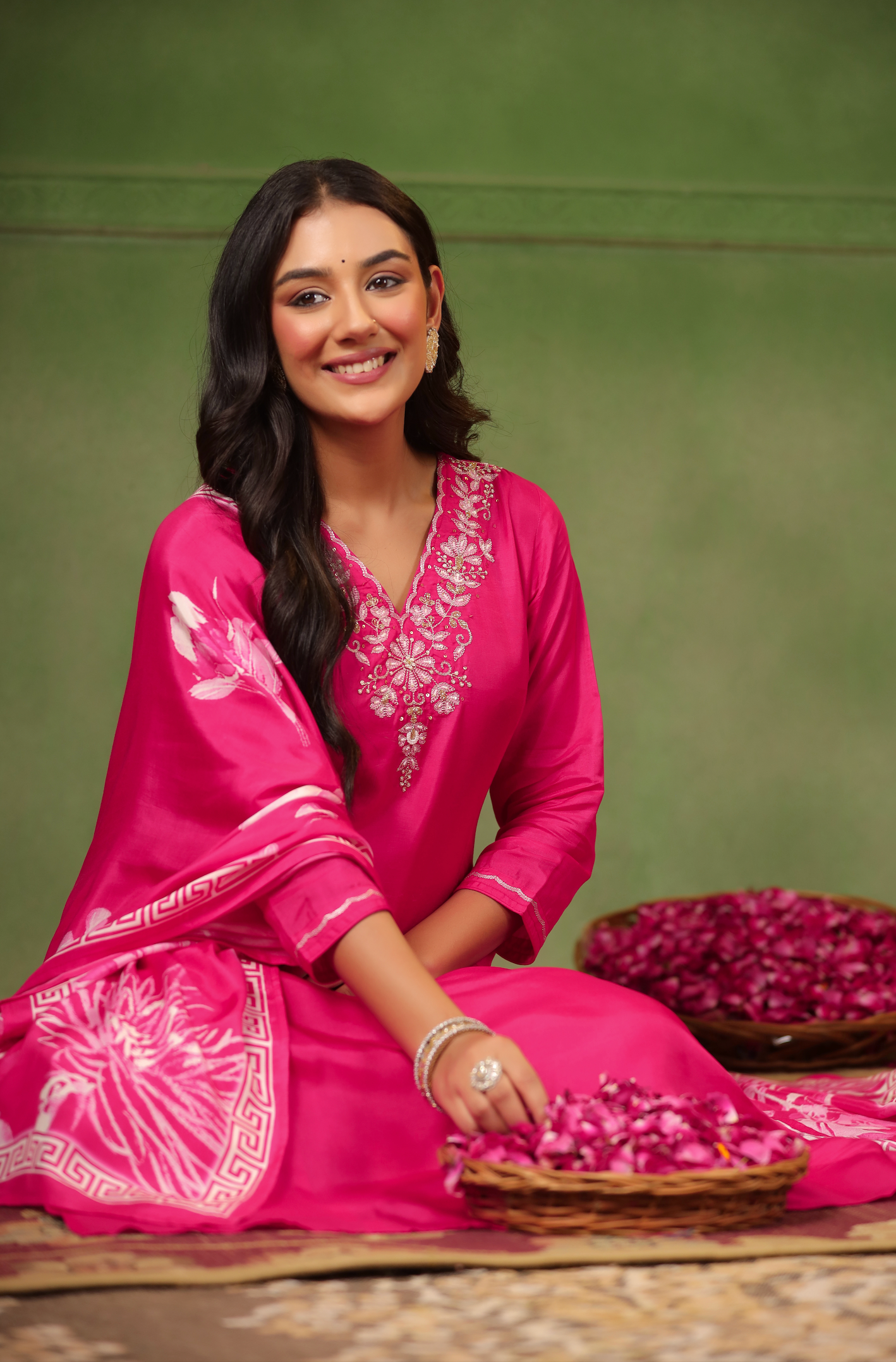 Ruby Pink Silk Suit Set