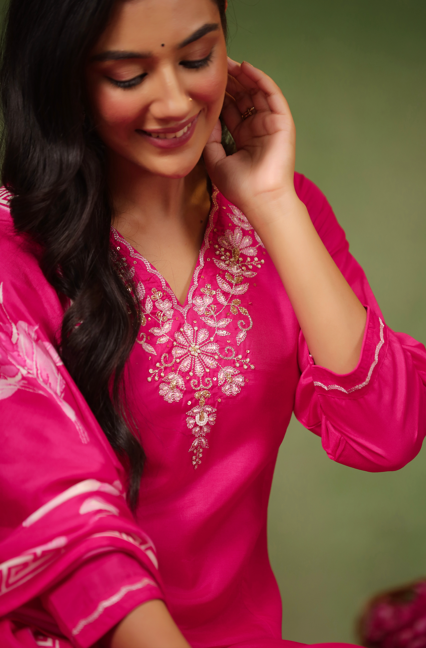 Ruby Pink Silk Suit Set