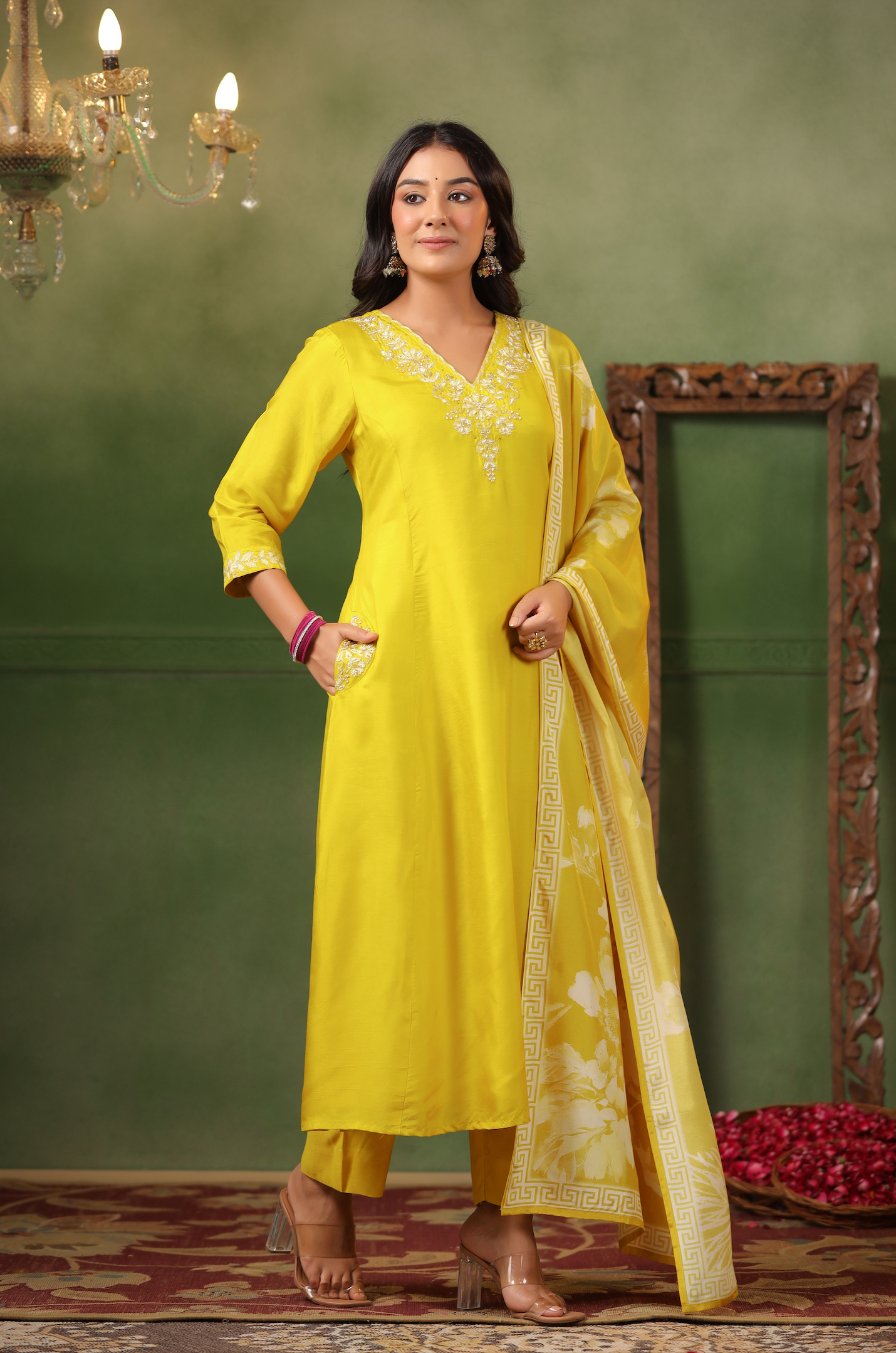 Golden Yellow Silk Suit Set